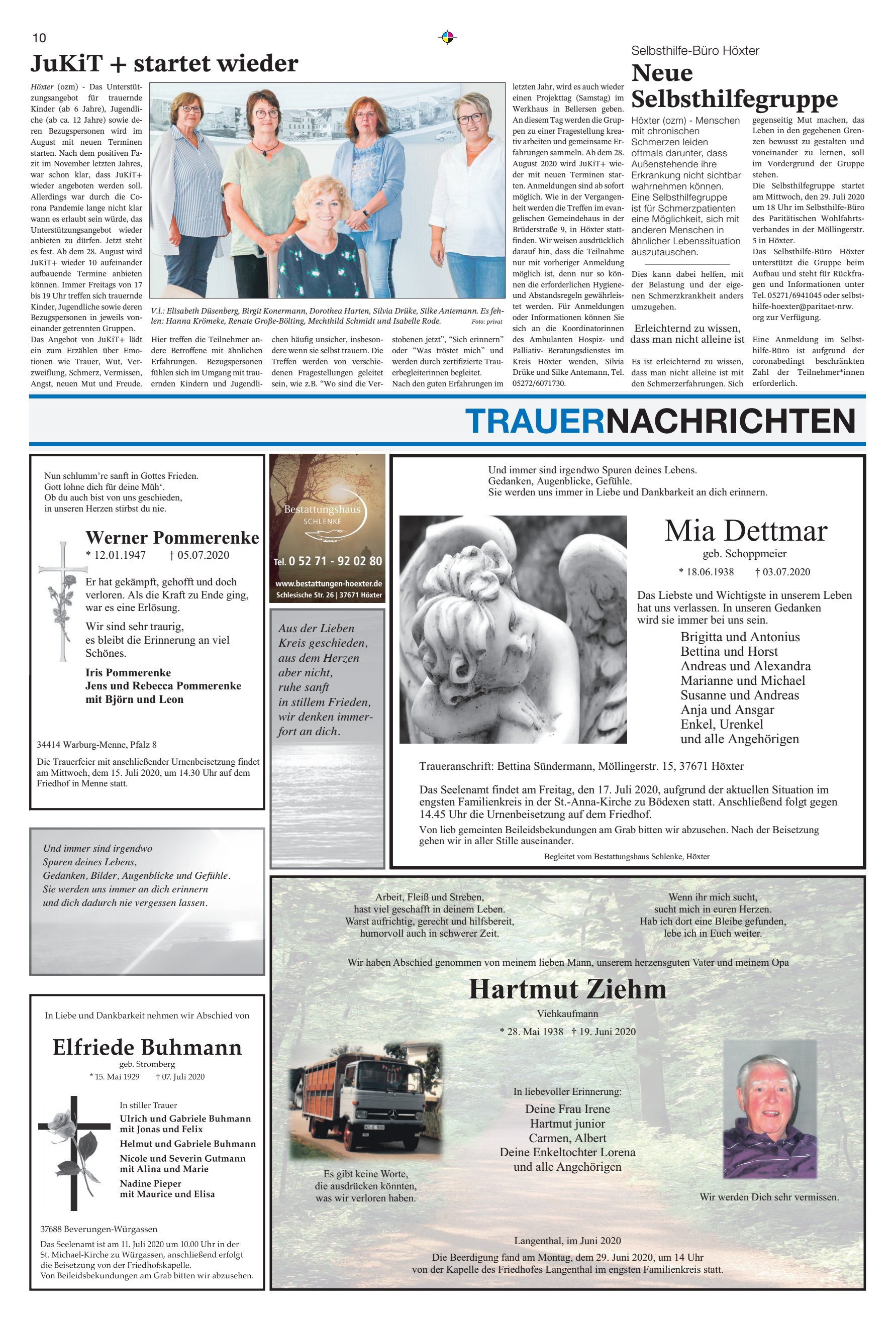 TRAUERNACHRICHTEN Neue Selbsthilfegruppe