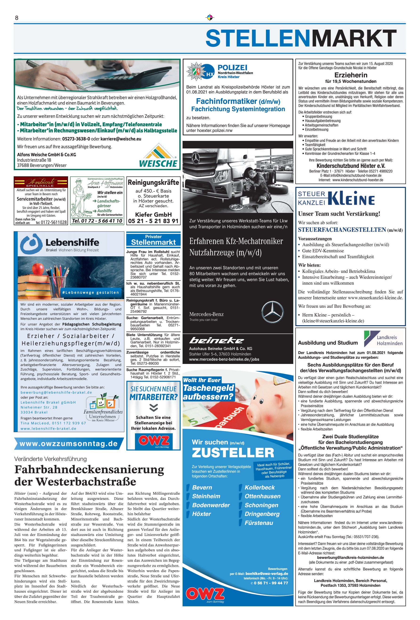 Fahrbahndeckensanierung Westerbachstra&szlig;e STELLENMARKT
