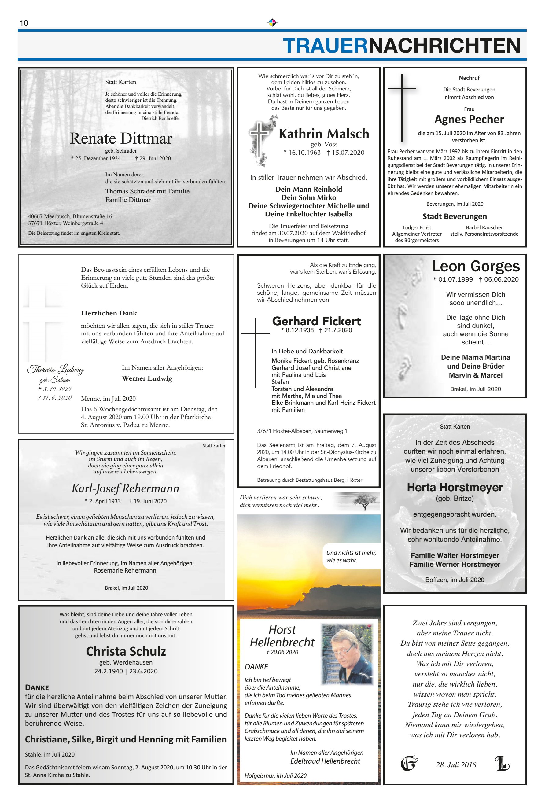 TRAUERNACHRICHTEN Christa Schulz