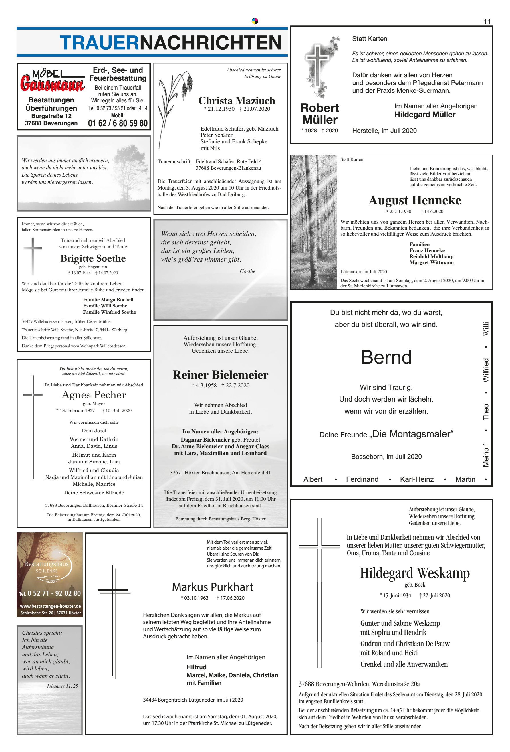 TRAUERNACHRICHTEN August Henneke