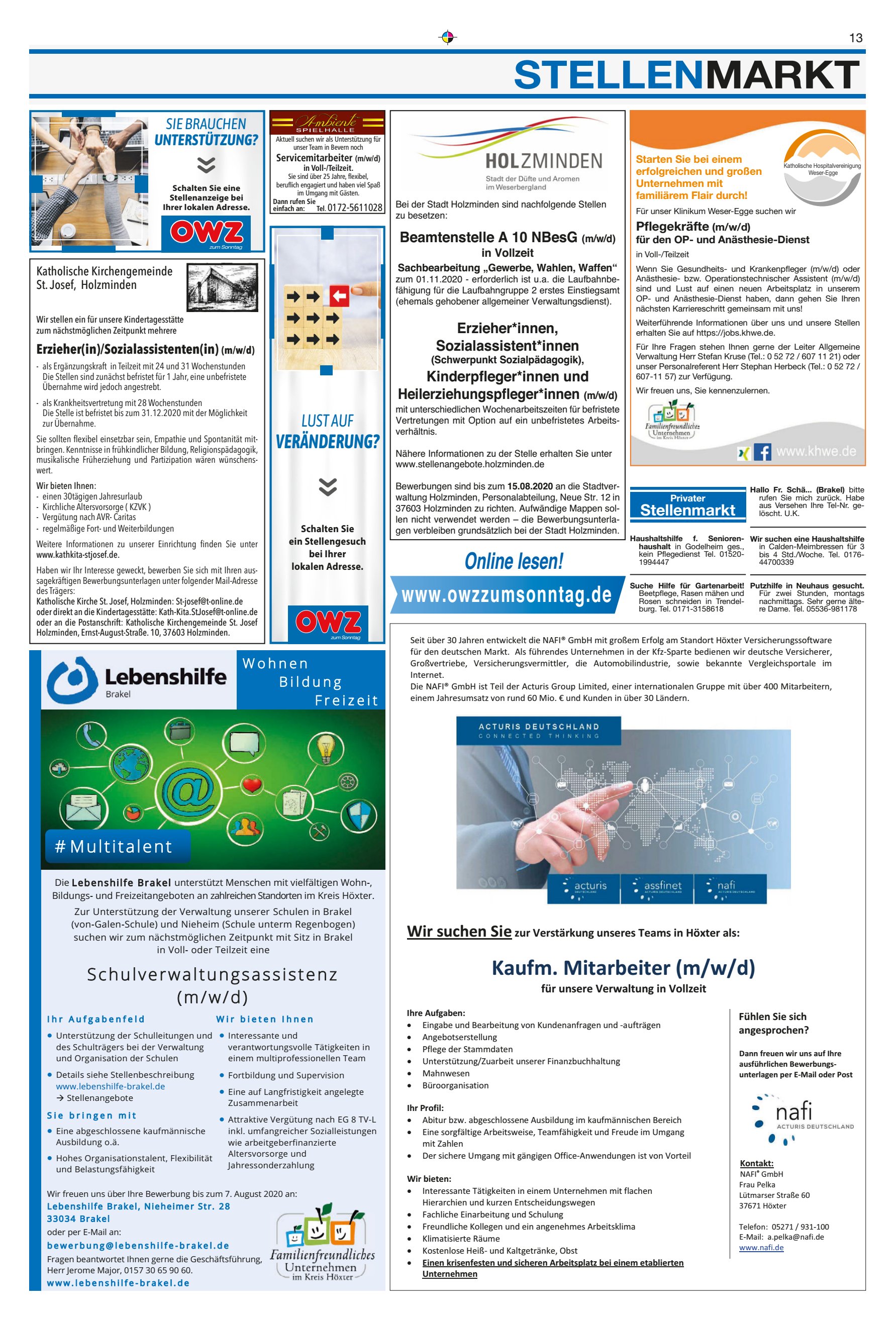 STELLENMARKT Kaufm Mitarbeiter
