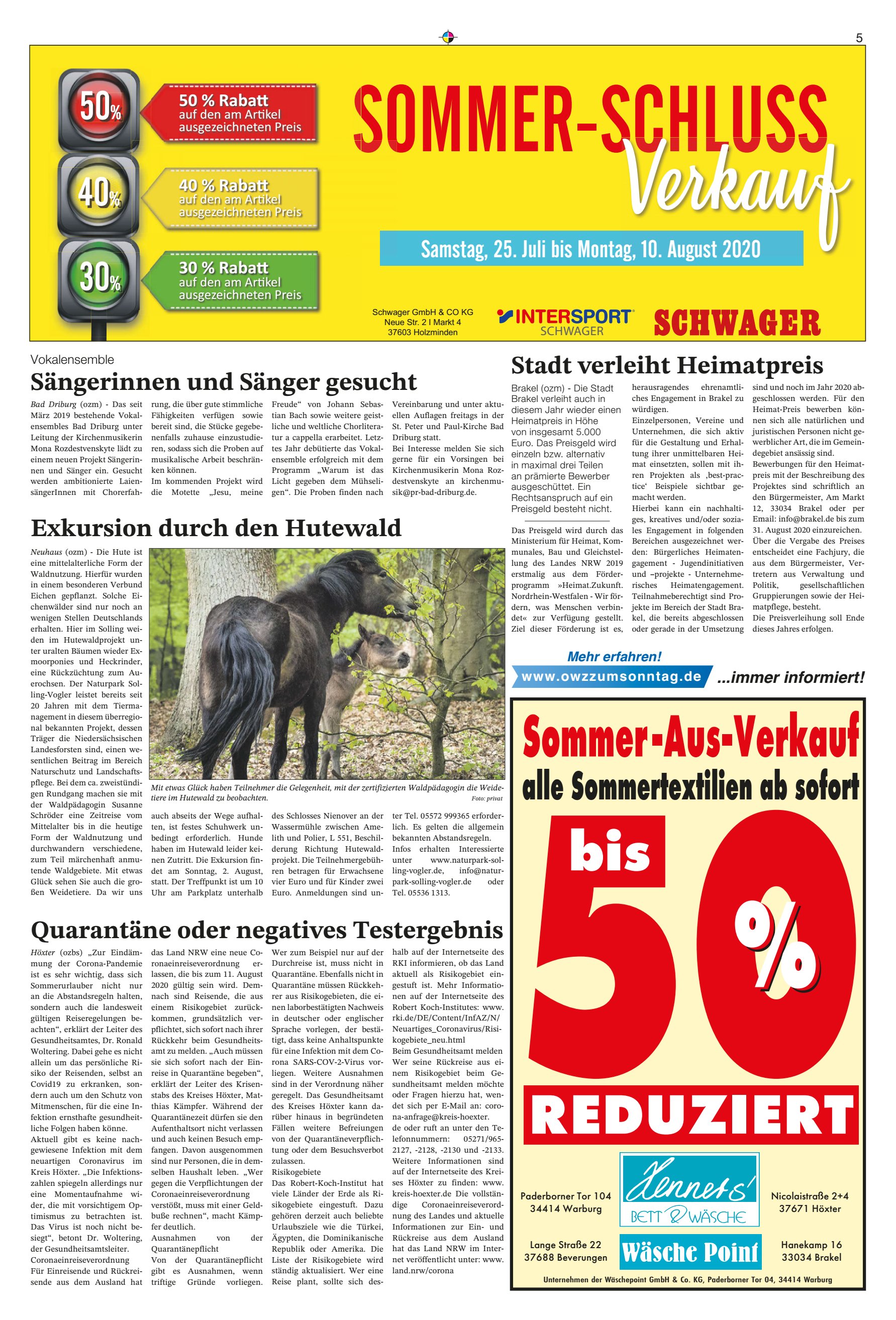 REDUZIERT SCHWAGER Sommer-Aus-Verkauf