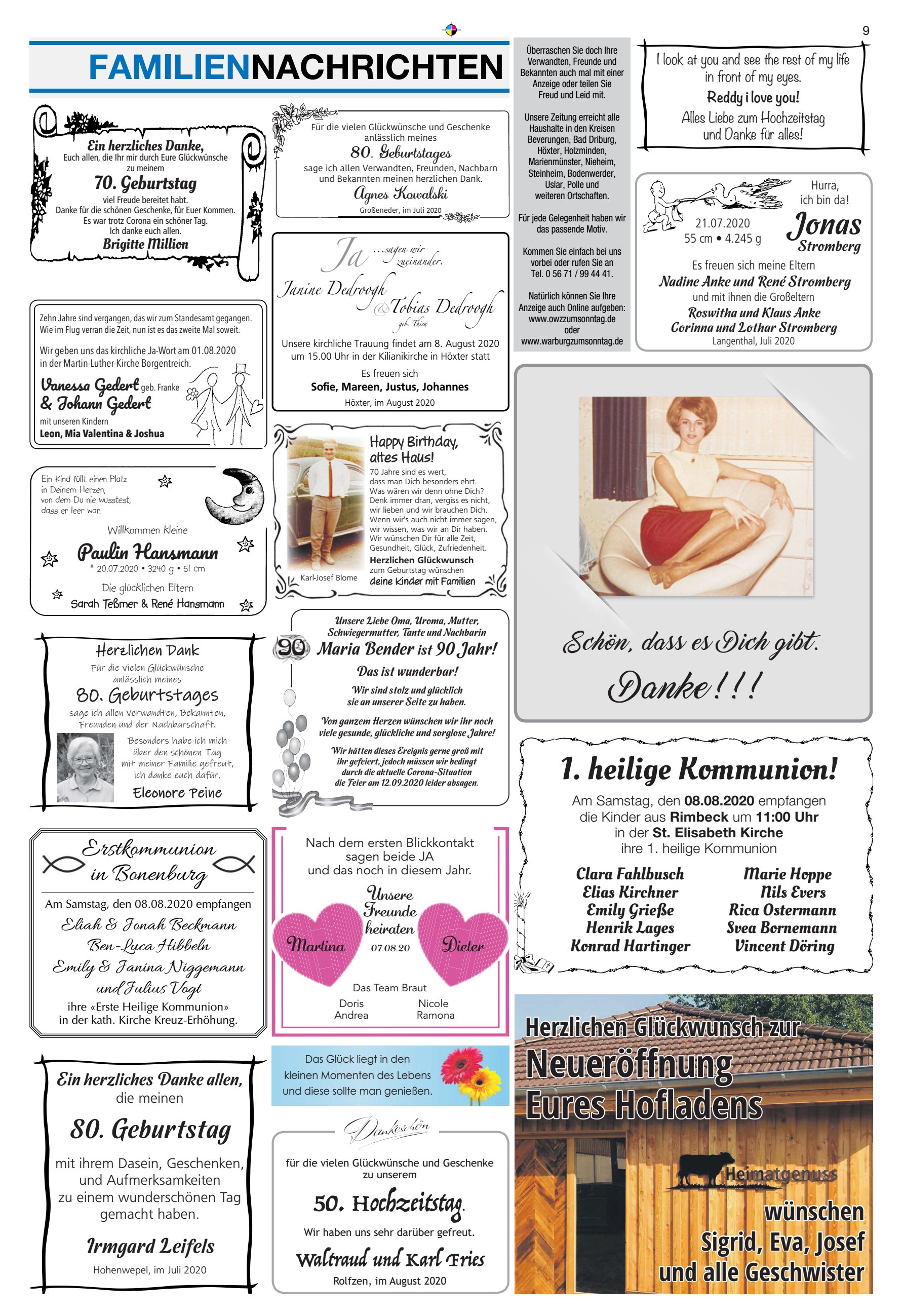 FAMILIENNACHRICHTEN Herzlichen Gl&uuml;ckwunsch