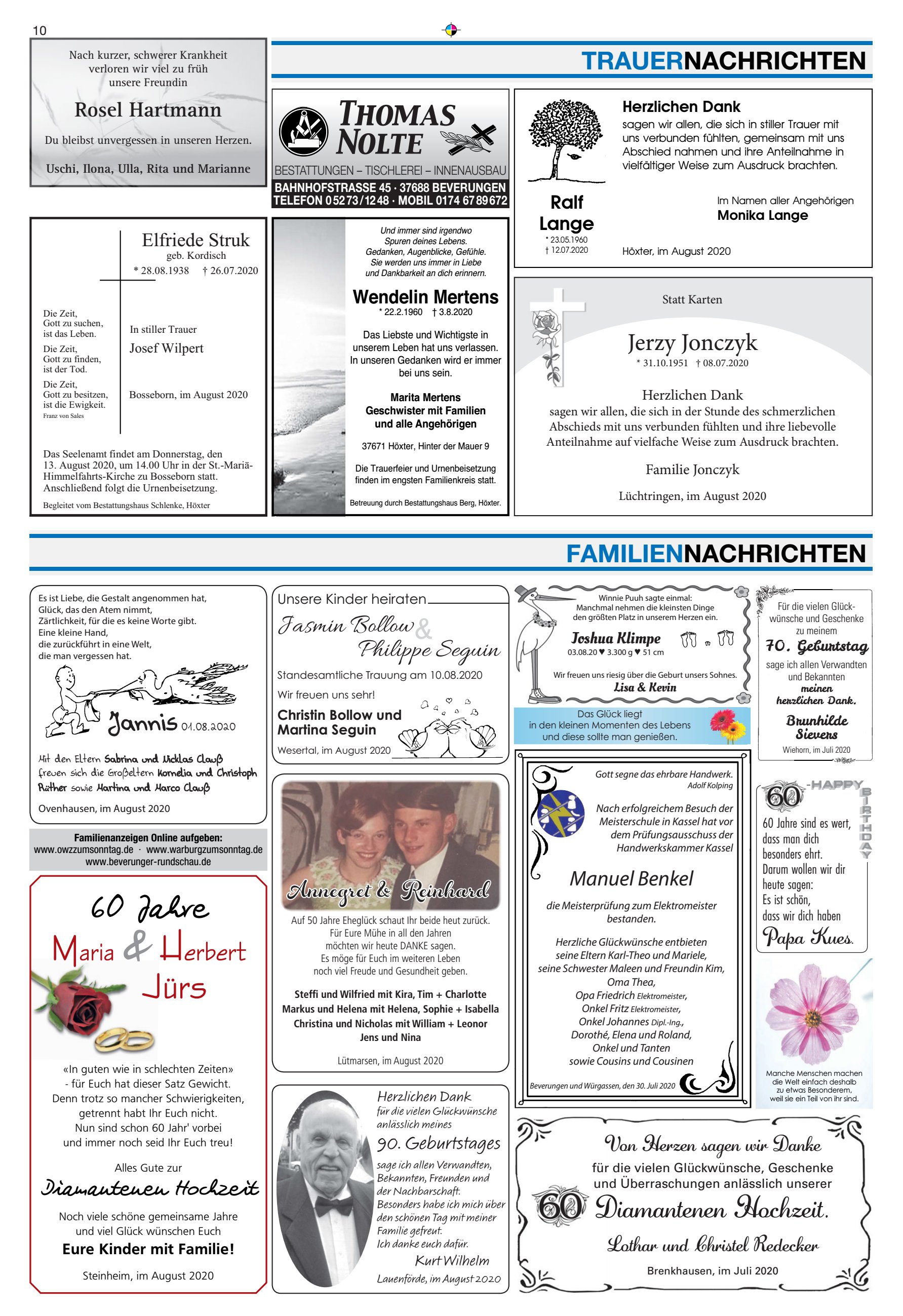 TRAUERNACHRICHTEN FAMILIENNACHRICHTEN Rosel