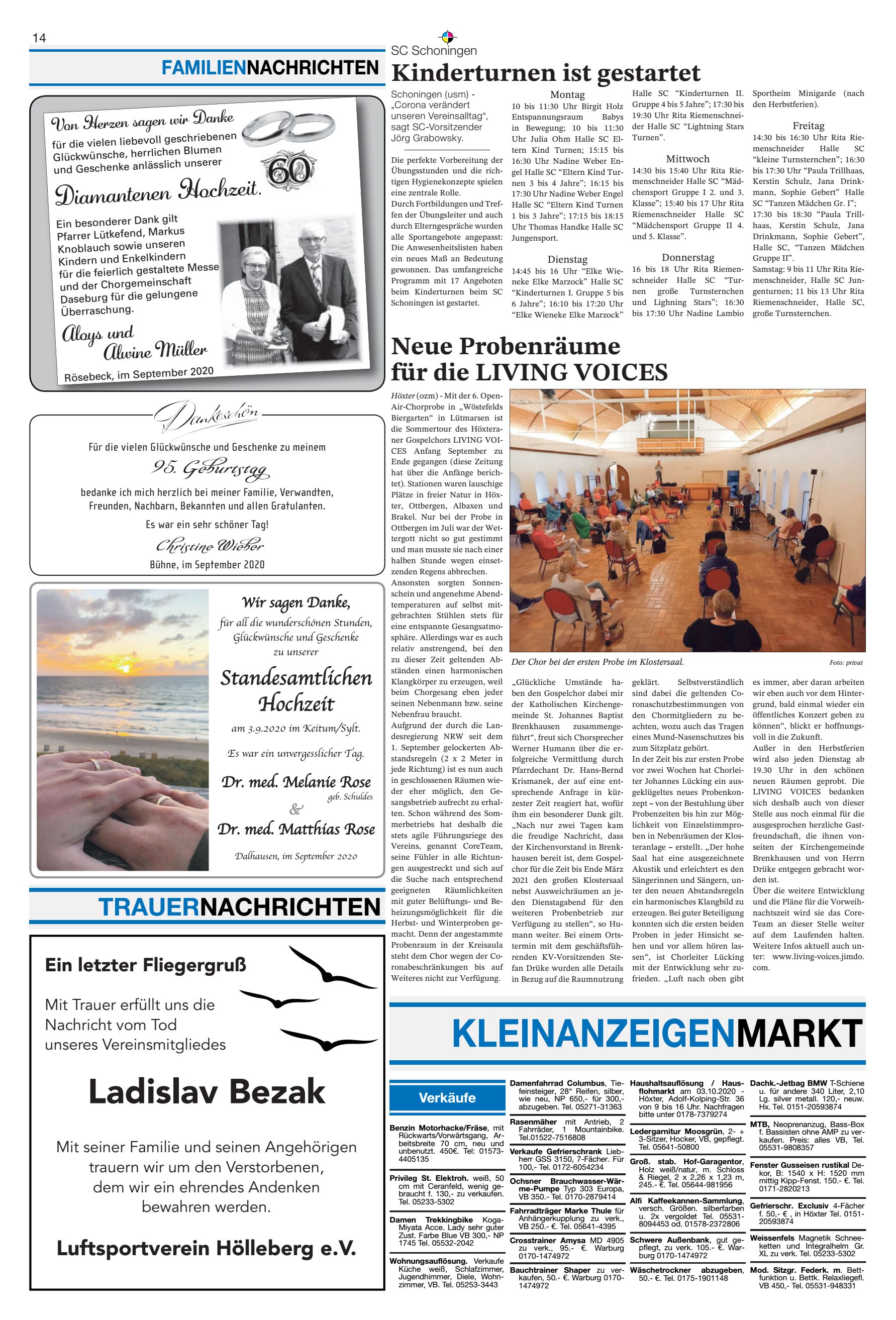 KLEINANZEIGENMARKT Kinderturnen gestartet