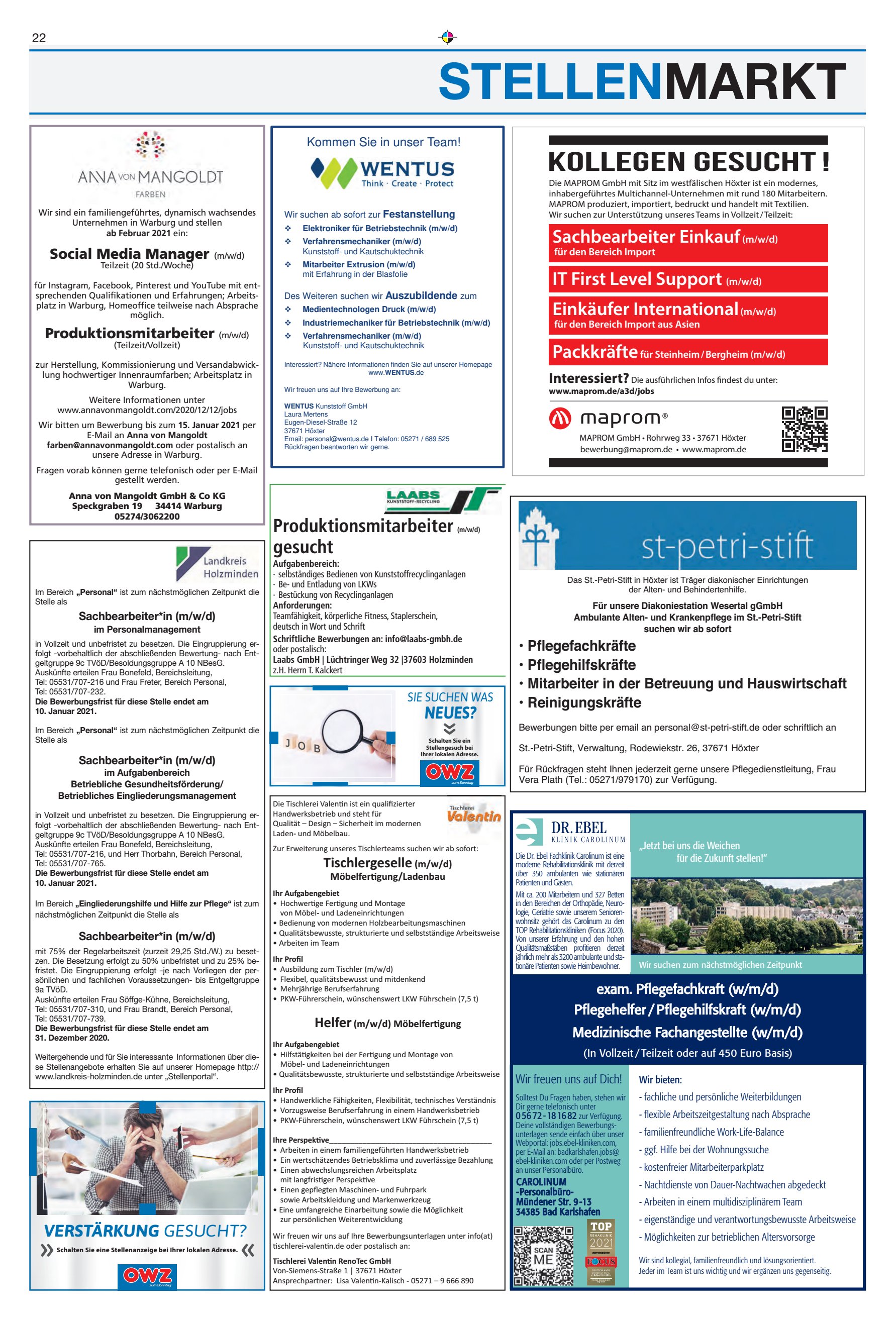 STELLENMARKT Kollegen gesucht