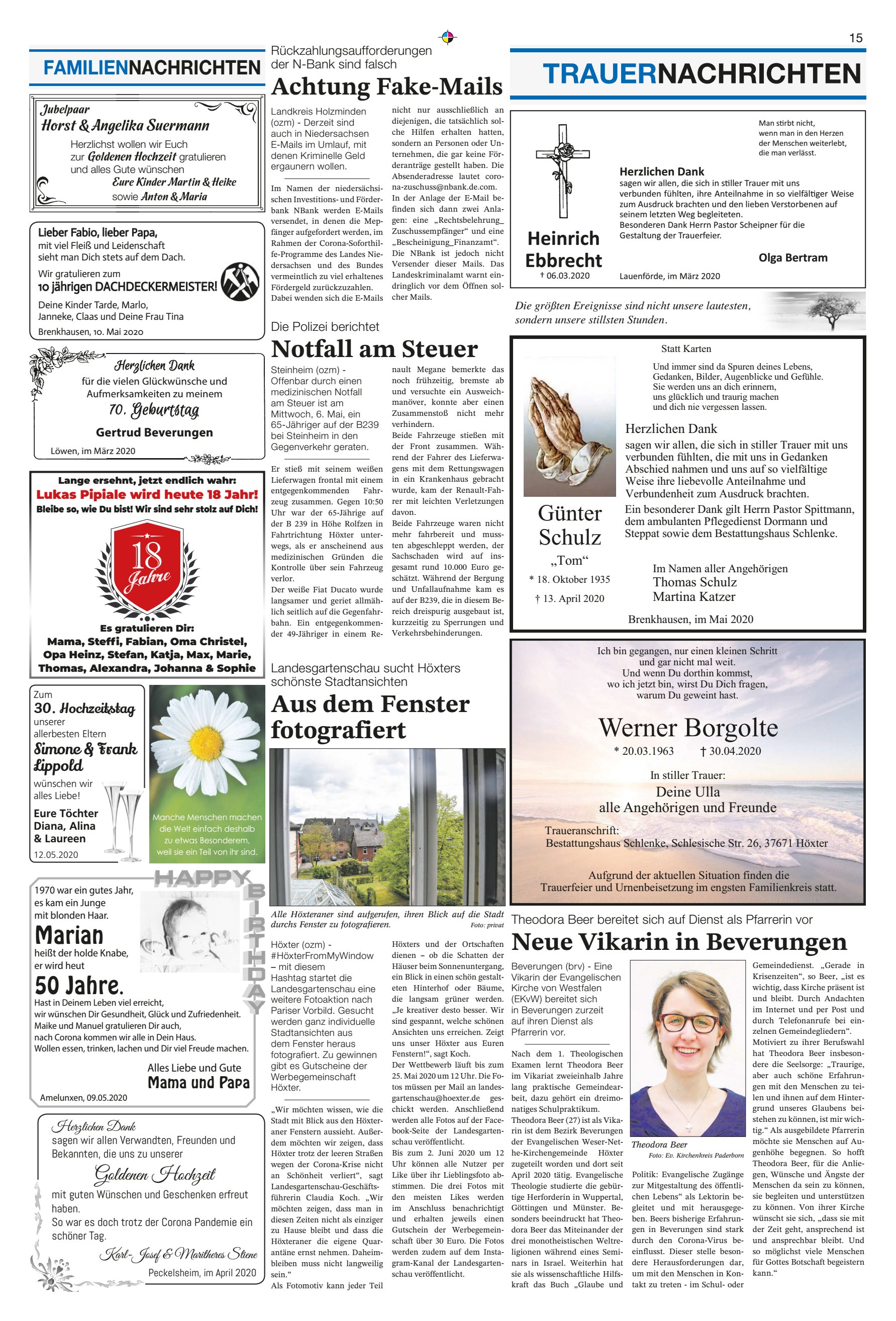 TRAUERNACHRICHTEN Neue Vikarin