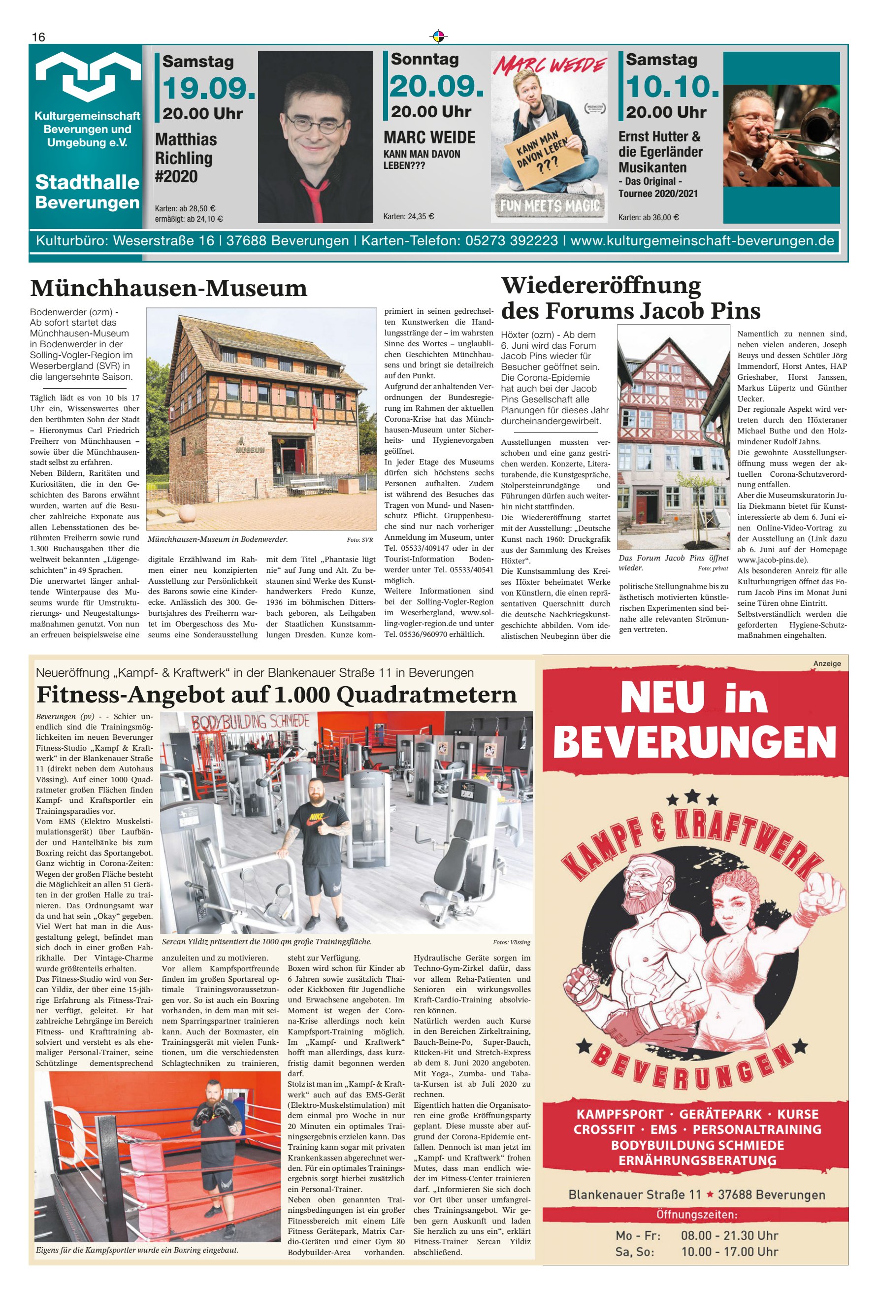 Fitness-Angebot Quadratmetern Münchhausen-Museum