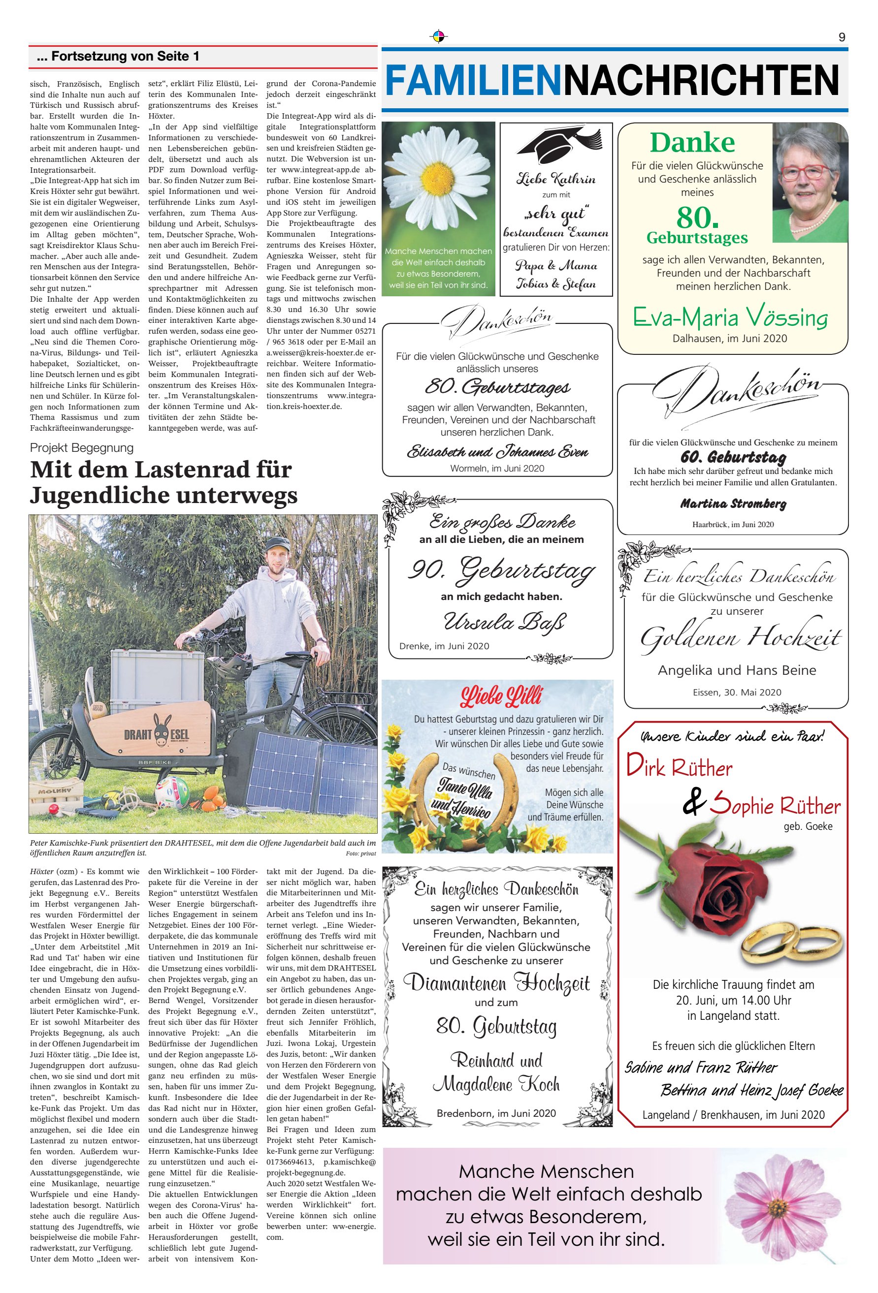 FAMILIENNACHRICHTEN Danke Lastenrad