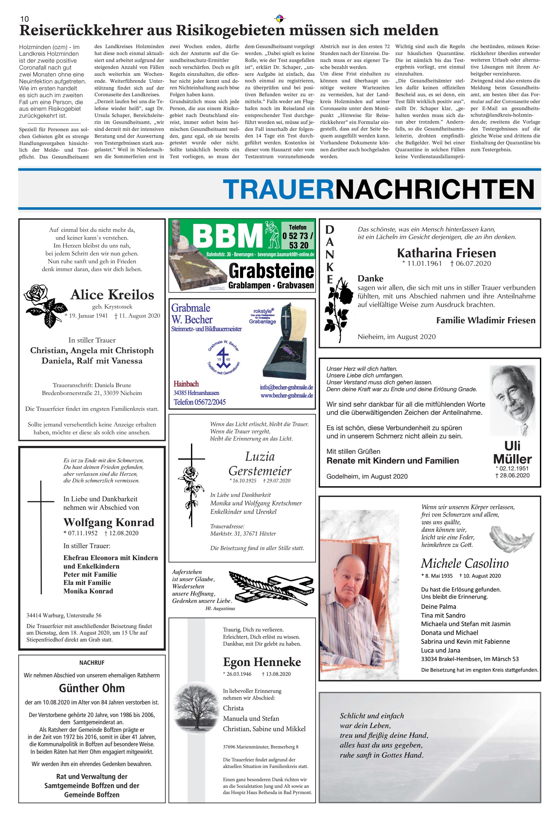TRAUERNACHRICHTEN Alice Kreilos