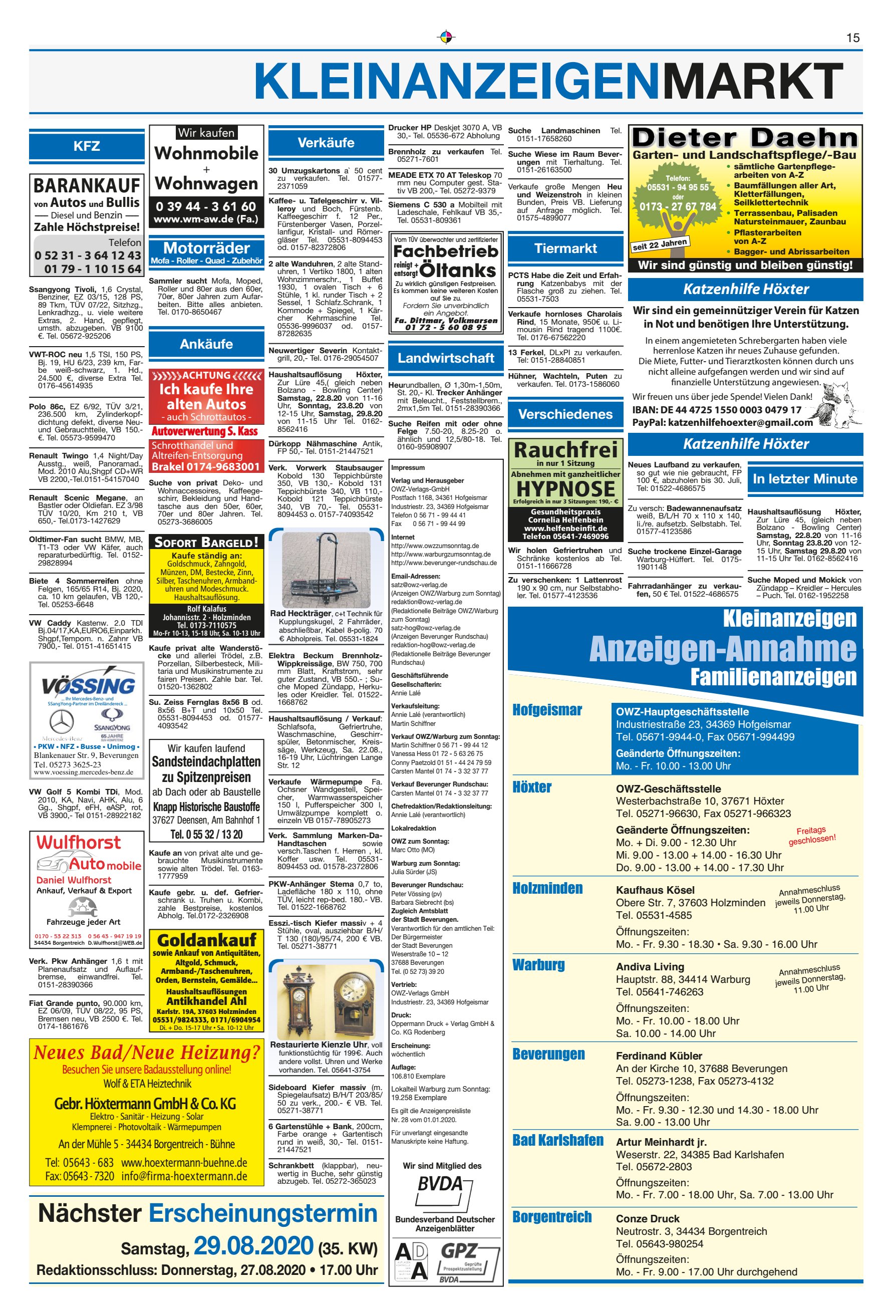 Nächster Erscheinungstermin Öltanks