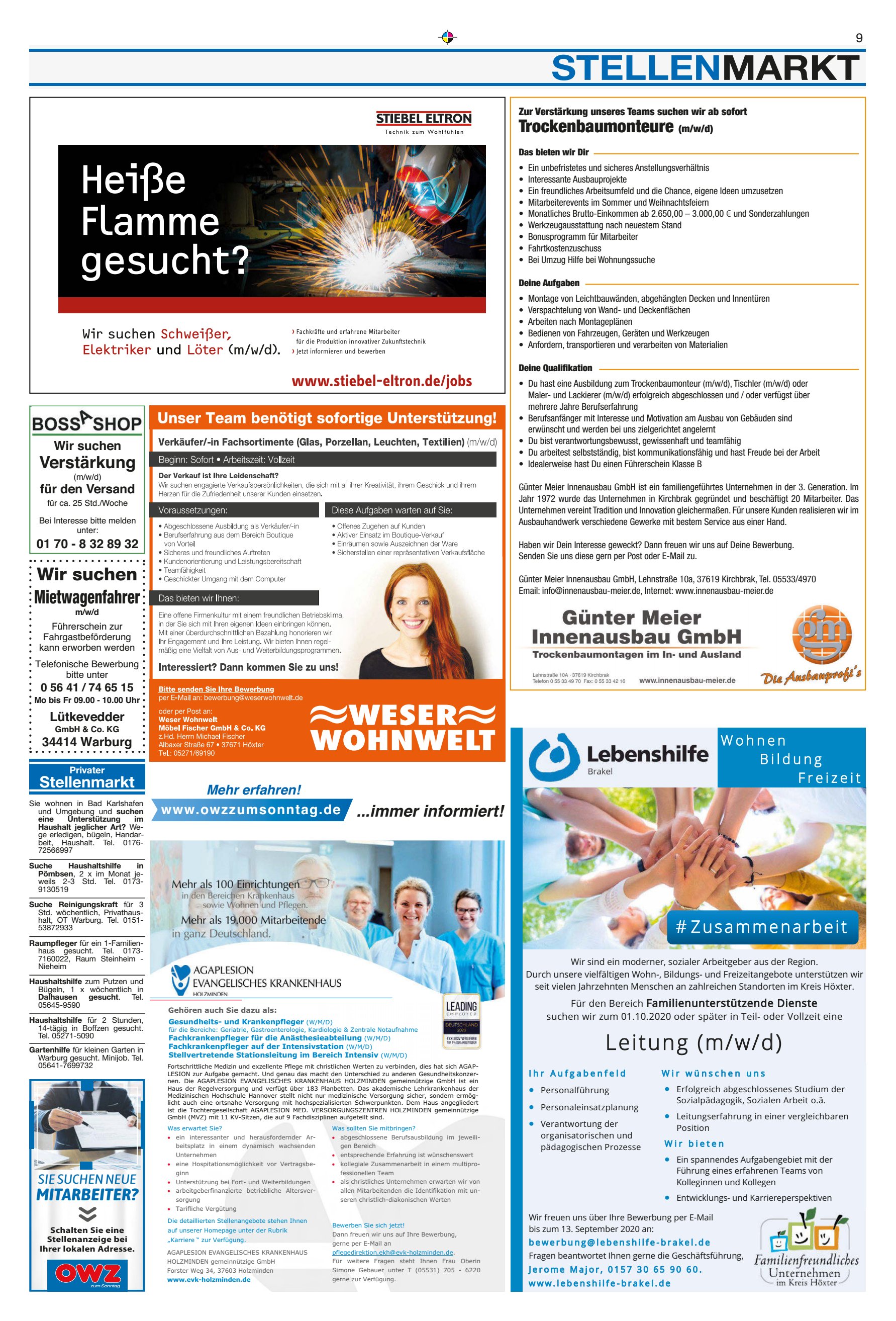STELLENMARKT Verstärkung suchen