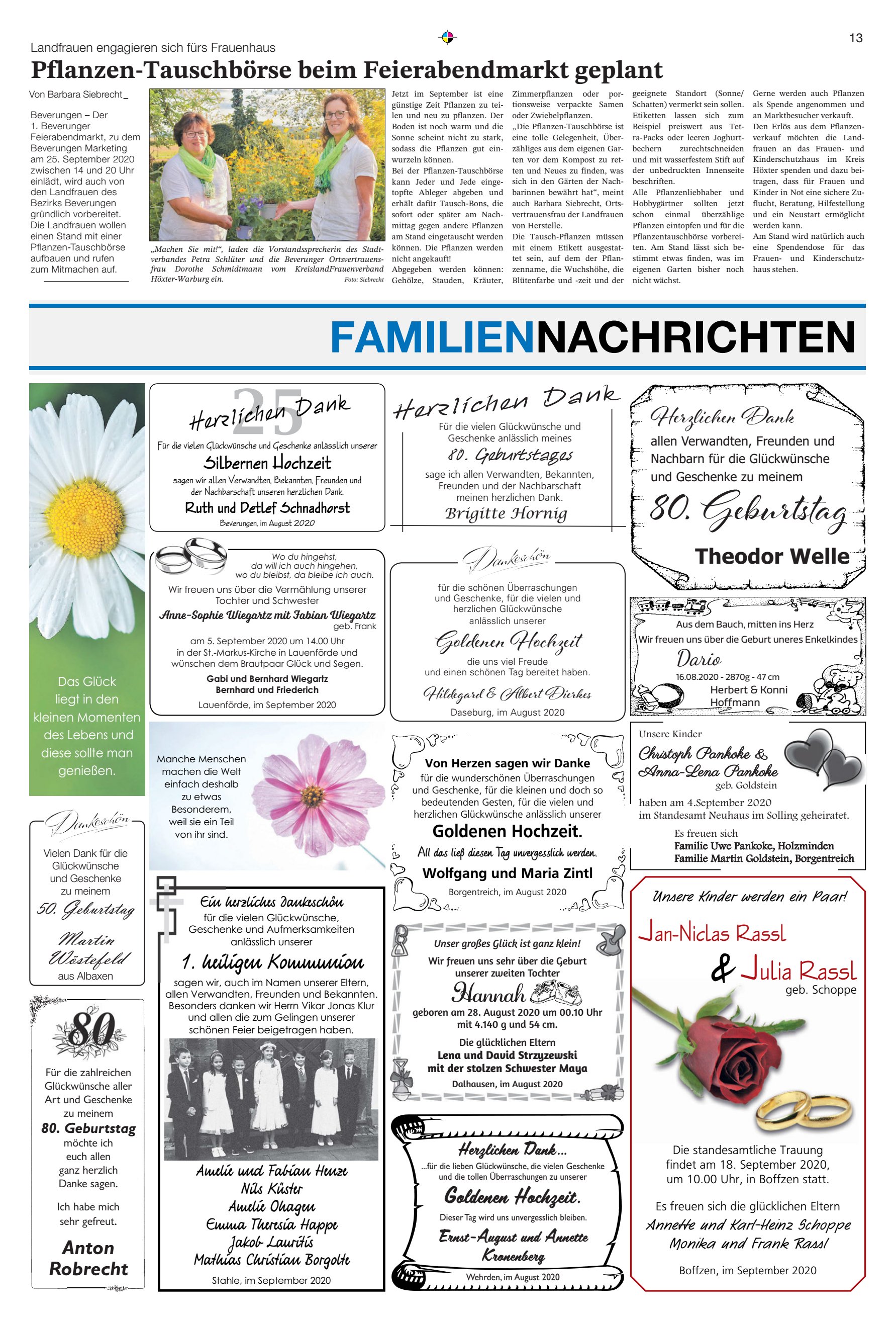 FAMILIENNACHRICHTEN Pflanzen-Tauschbörse beim