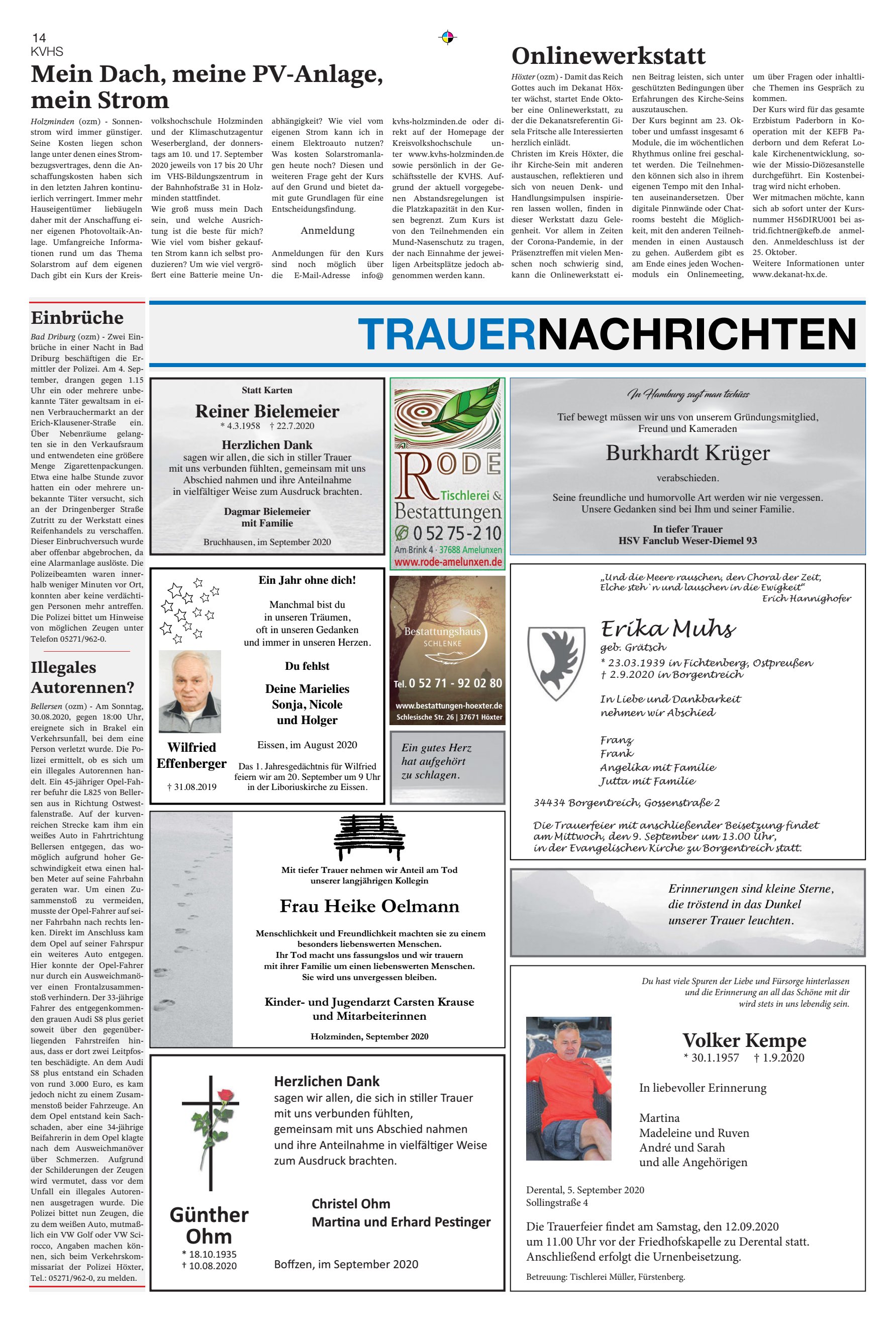 TRAUERNACHRICHTEN Onlinewerkstatt Mein