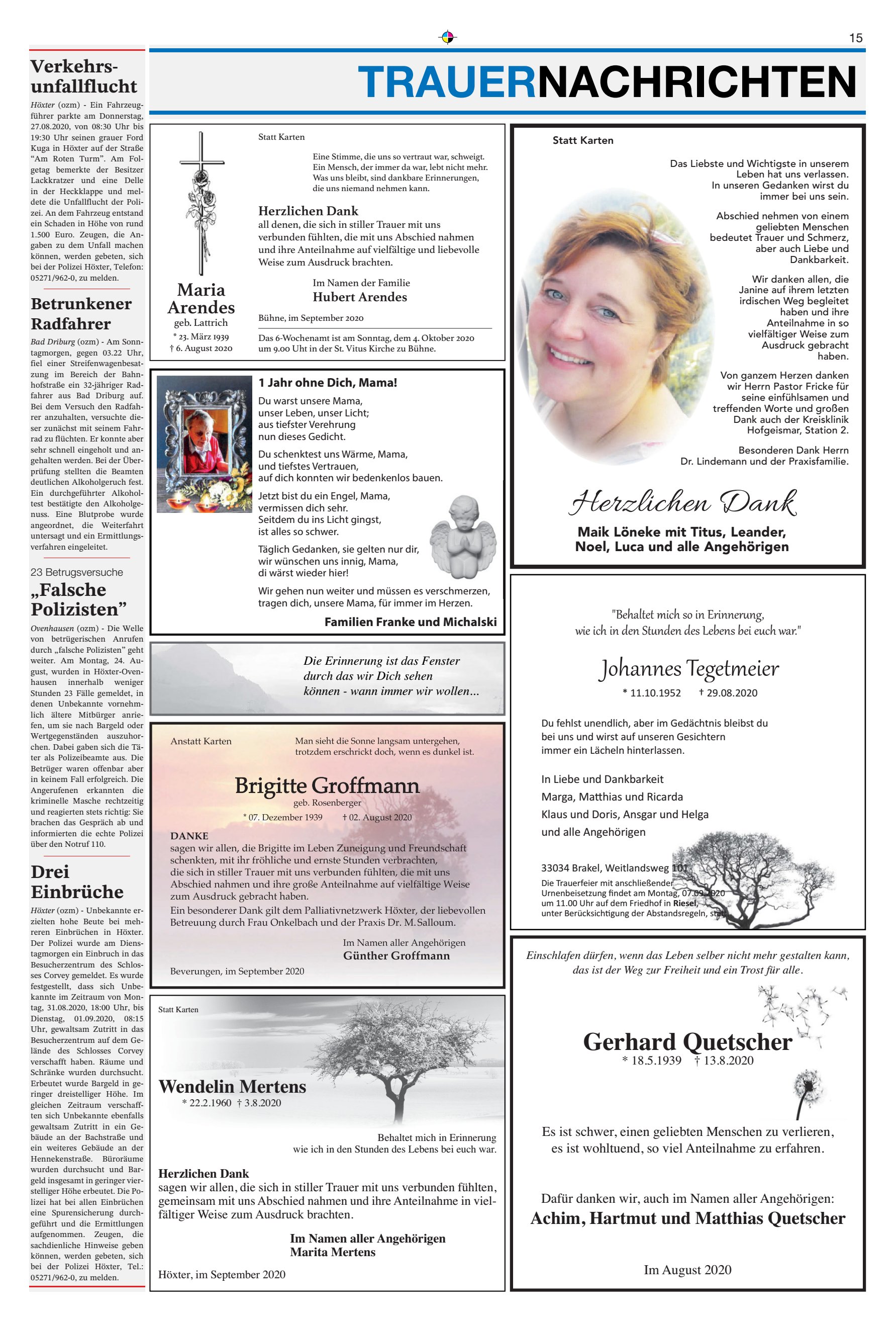 TRAUERNACHRICHTEN Gerhard Quetscher