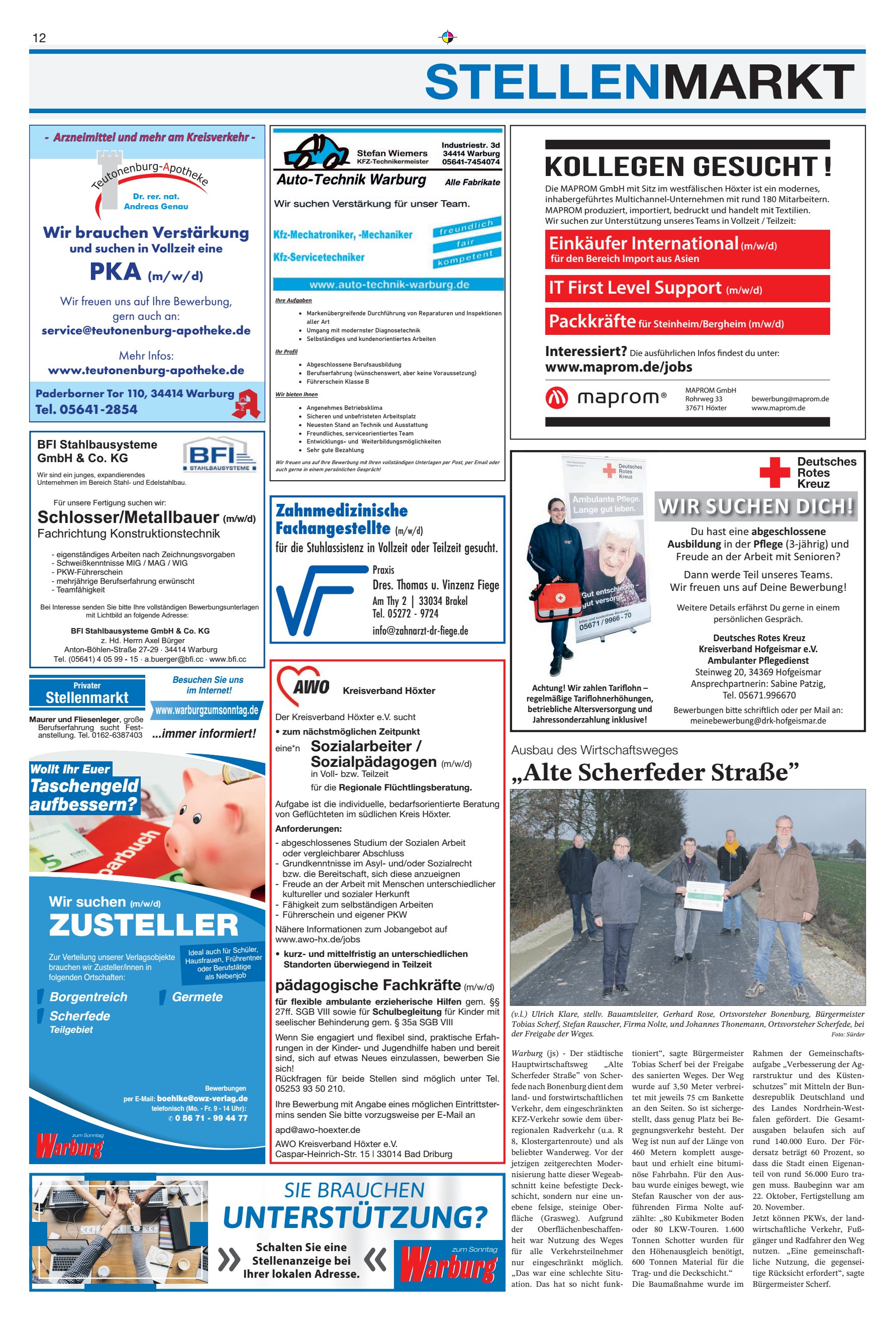 STELLENMARKT Alte Scherfeder