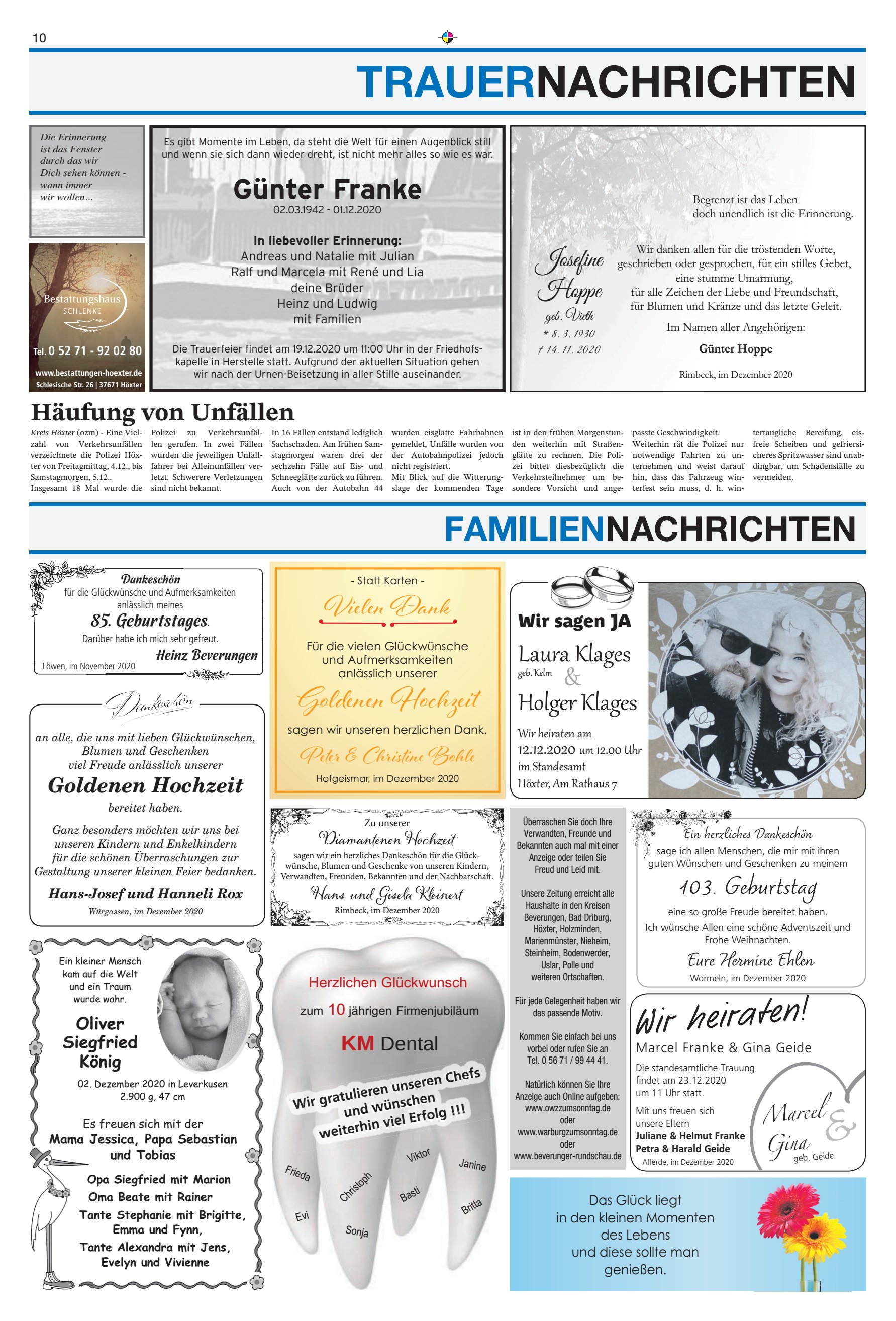 TRAUERNACHRICHTEN FAMILIENNACHRICHTEN Günter
