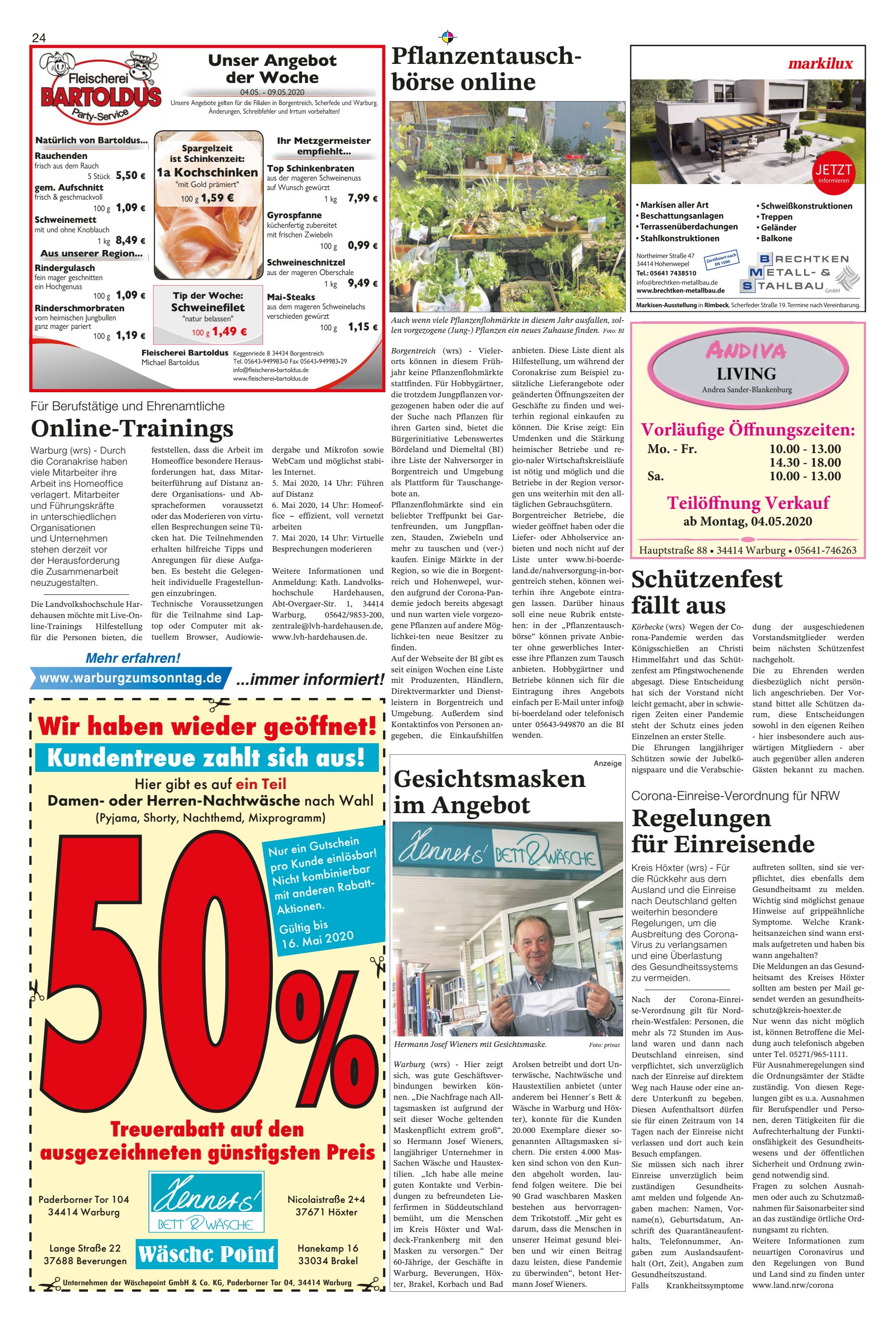 haben wieder ge&ouml;ffnet