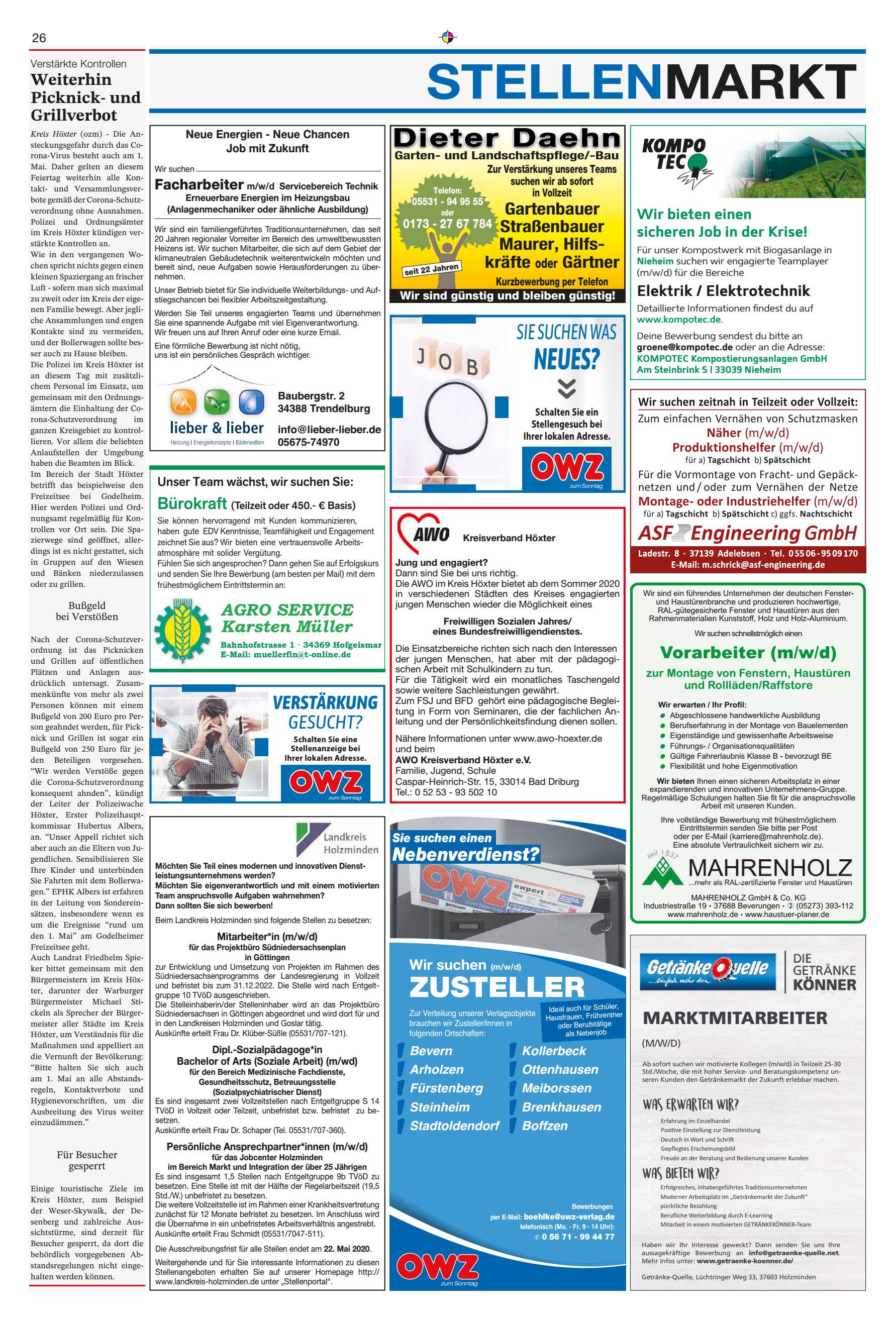 STELLENMARKT Gartenbauer Stra&szlig;enbauer