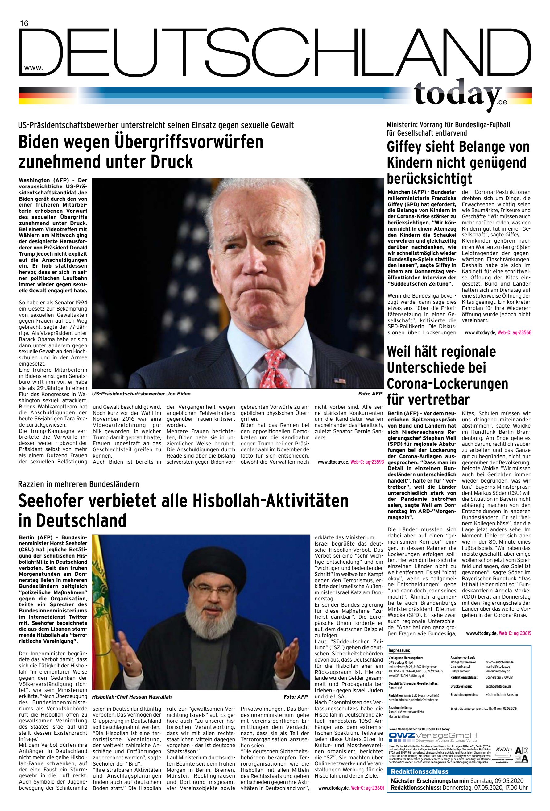 Biden wegen Übergriffsvorwürfen