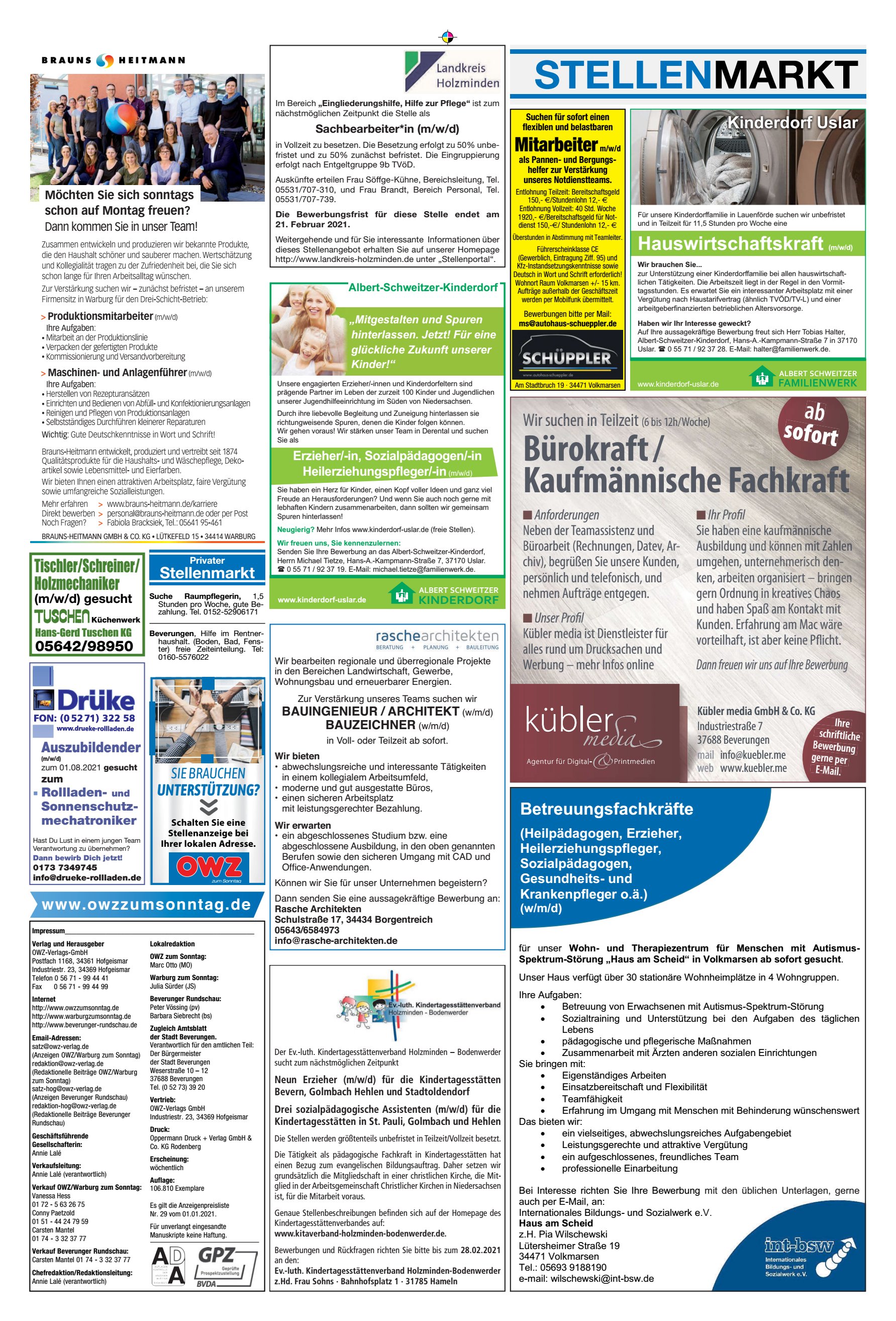 STELLENMARKT wwwowzzumsonntagde gesucht