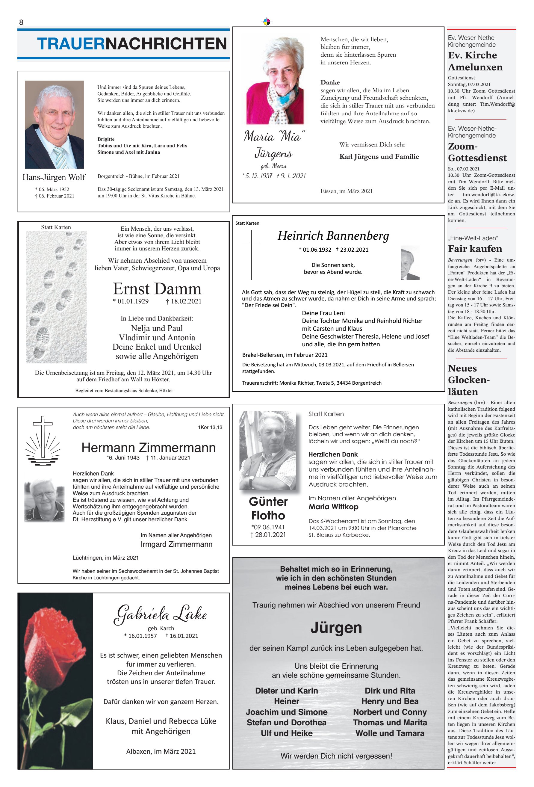 TRAUERNACHRICHTEN Jürgen Günter
