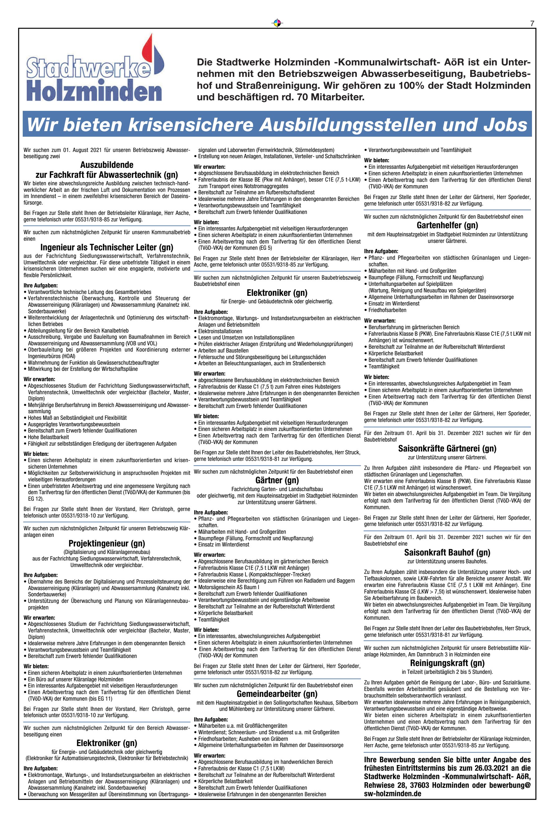 Stadtwerke Holzminden -Kommunalwirtschaft-