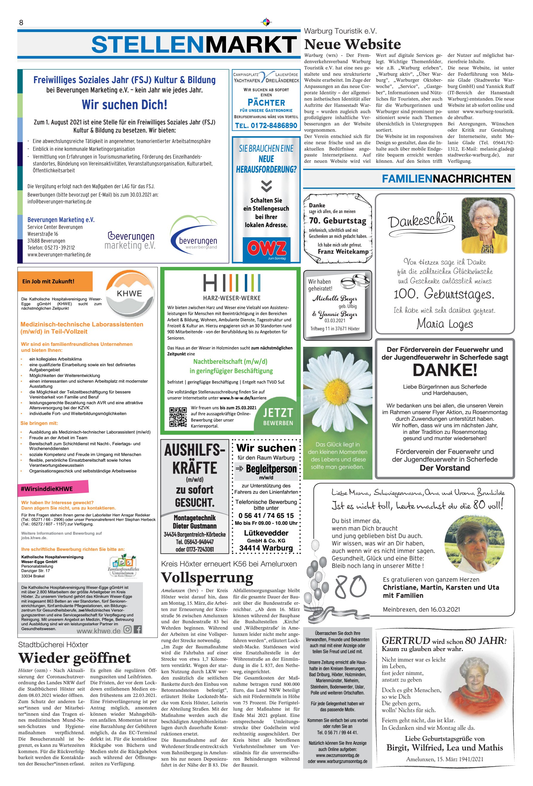 STELLENMARKT DANKE AUSHILFS-