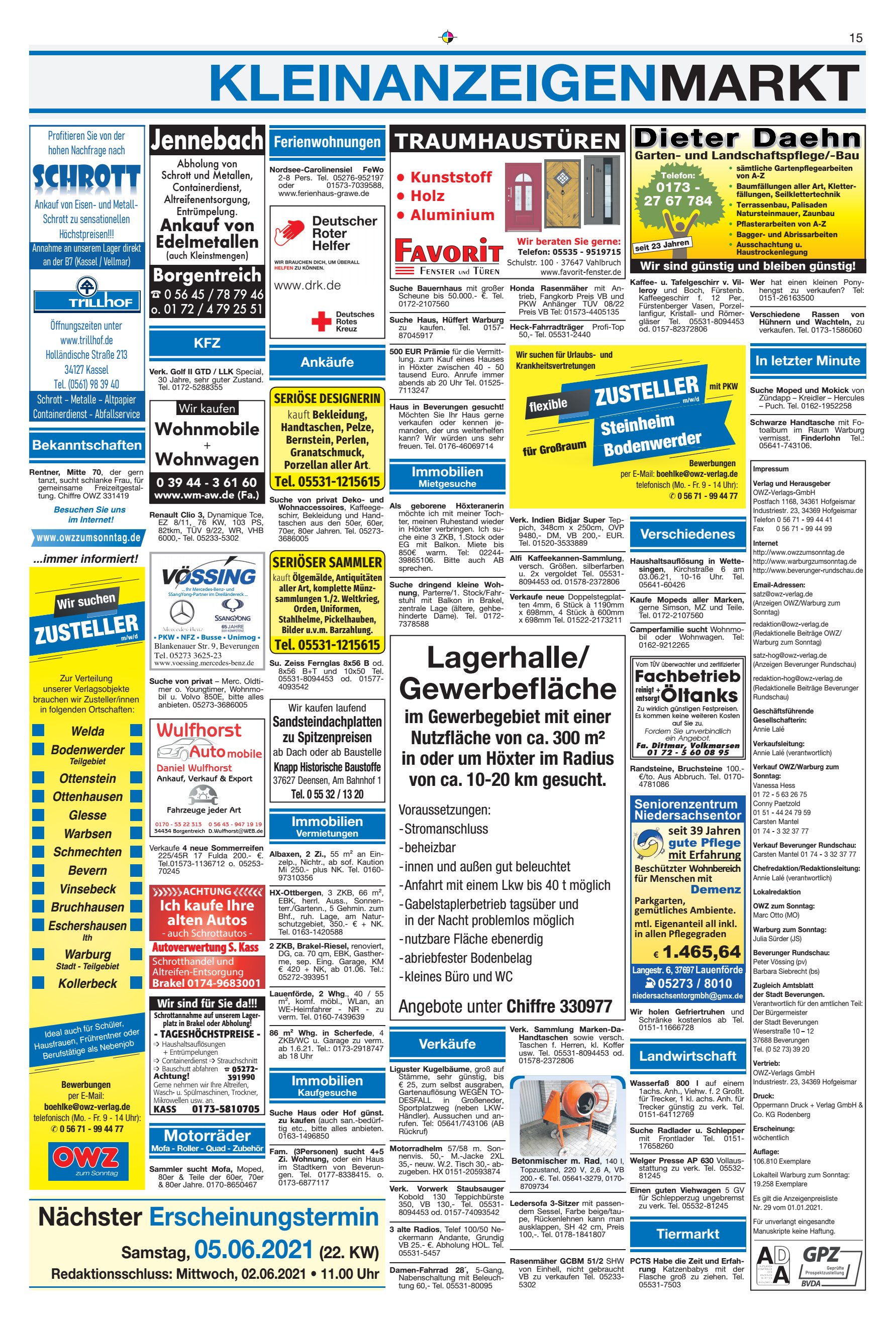 KLEINANZEIGENMARKT Lagerhalle Gewerbeﬂäche