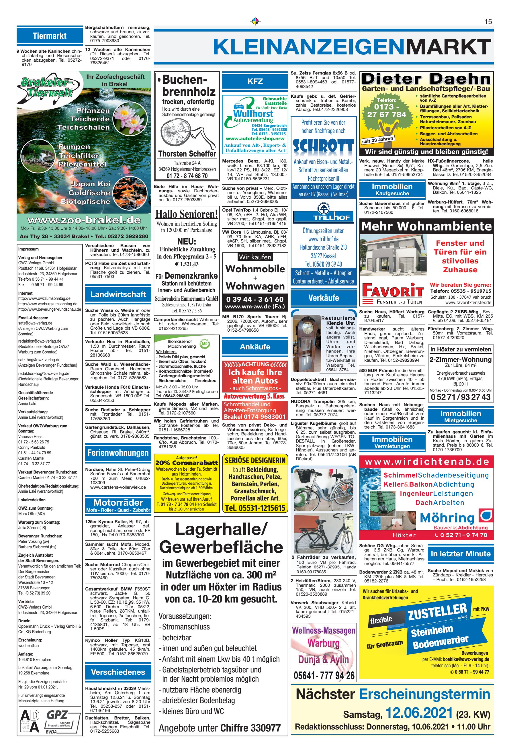 KLEINANZEIGENMARKT Lagerhalle Gewerbeﬂäche