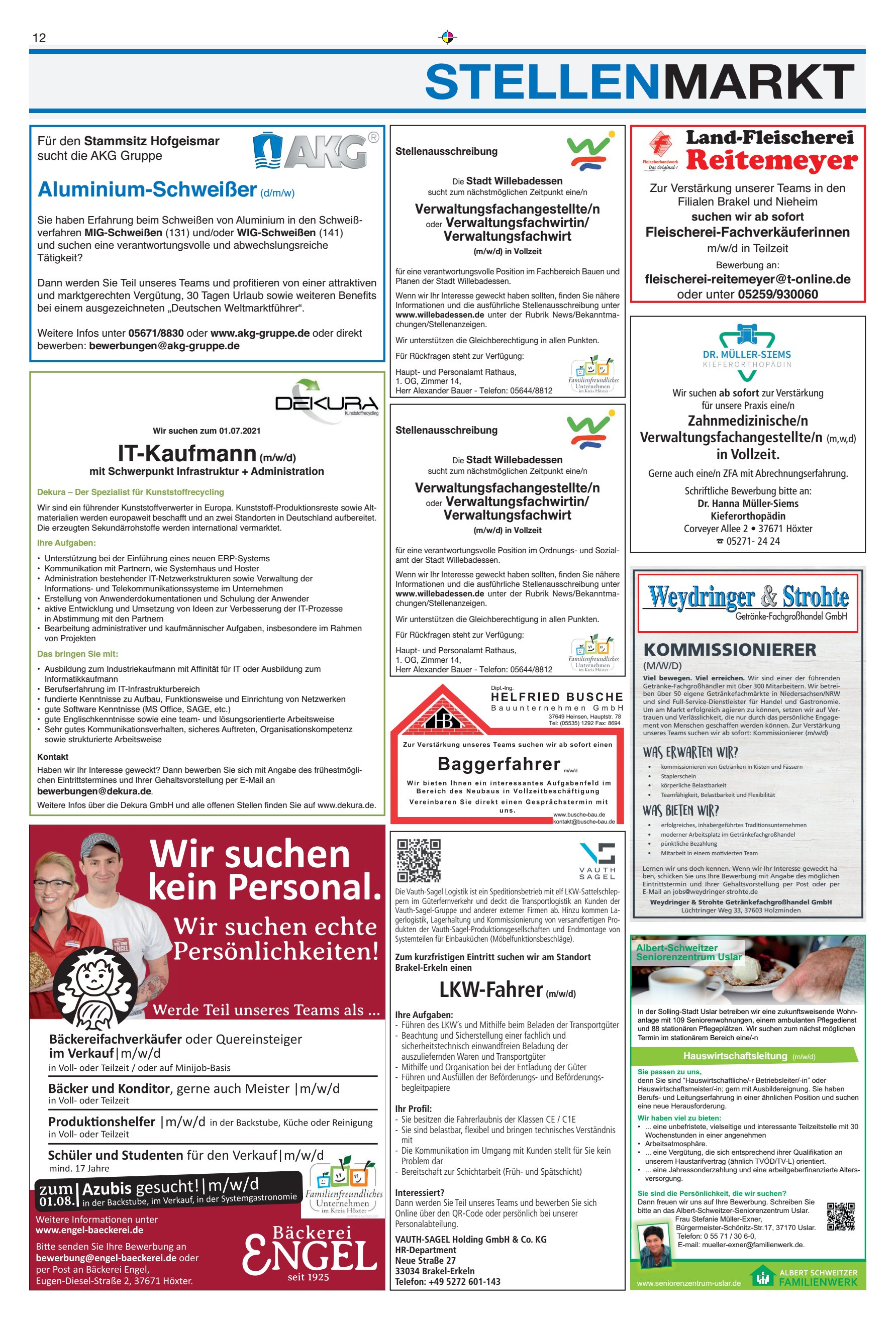 STELLENMARKT IT-Kaufmann Aluminium-Schweißer
