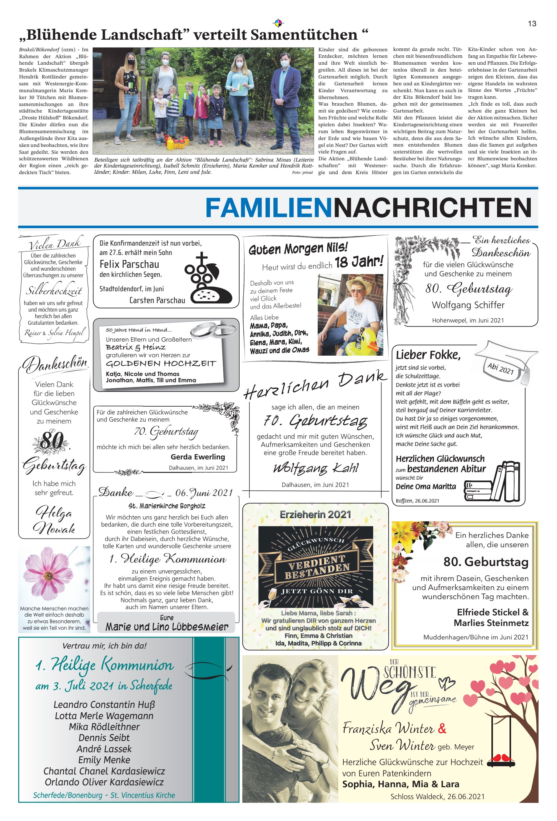 FAMILIENNACHRICHTEN Blühende Landschaft