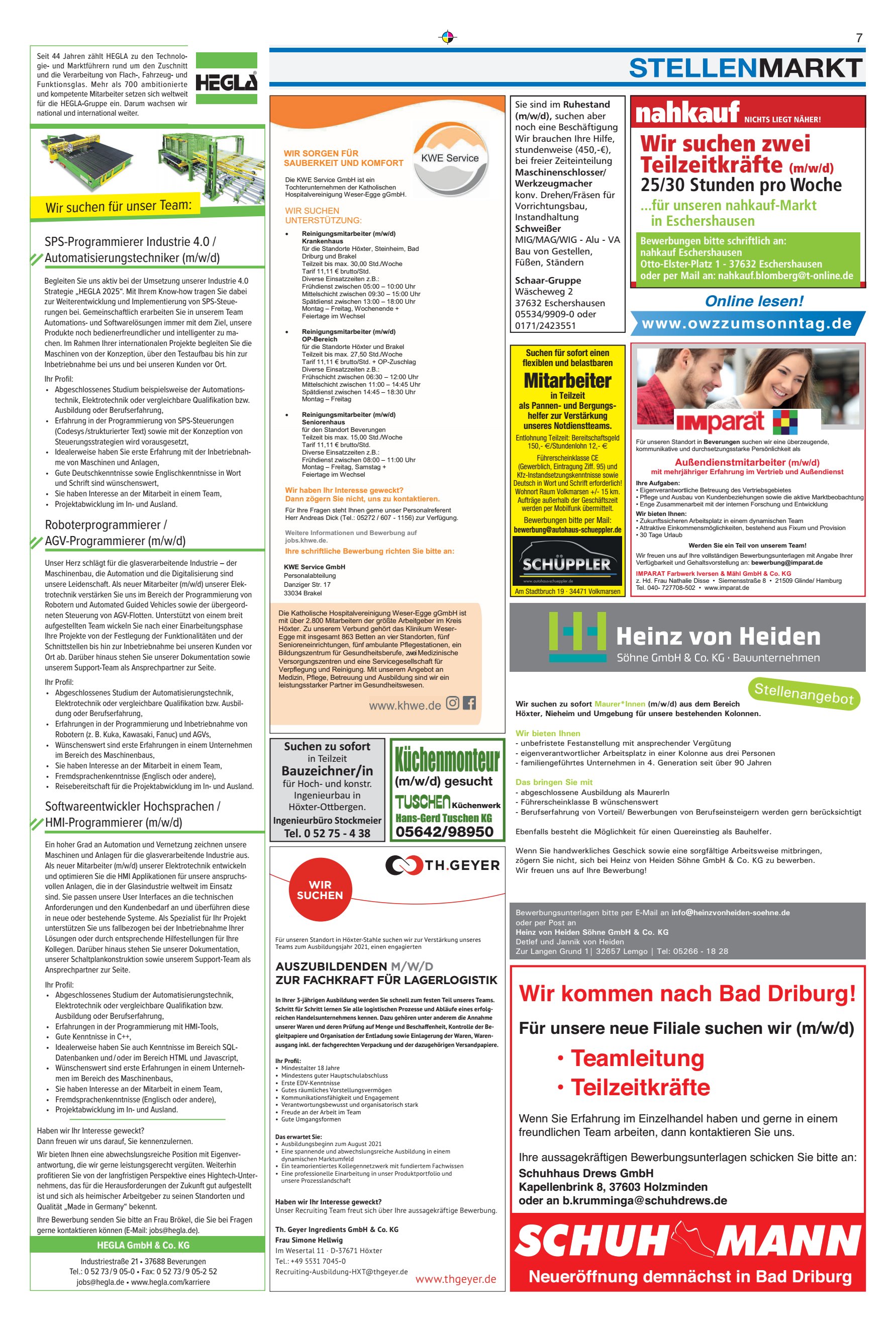 STELLENMARKT Teamleitung Teilzeitkräfte
