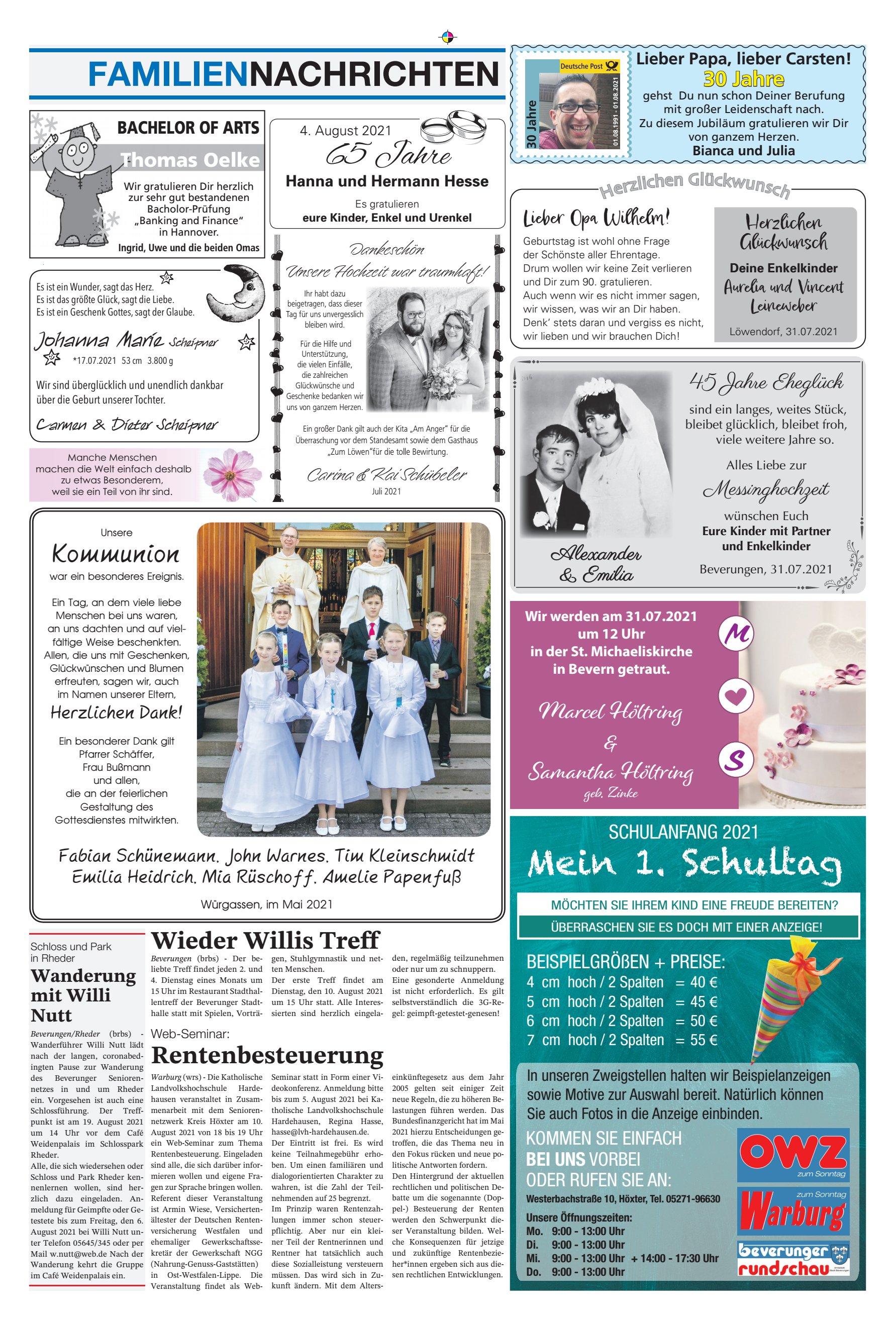 FAMILIENNACHRICHTEN Rentenbesteuerung Wieder