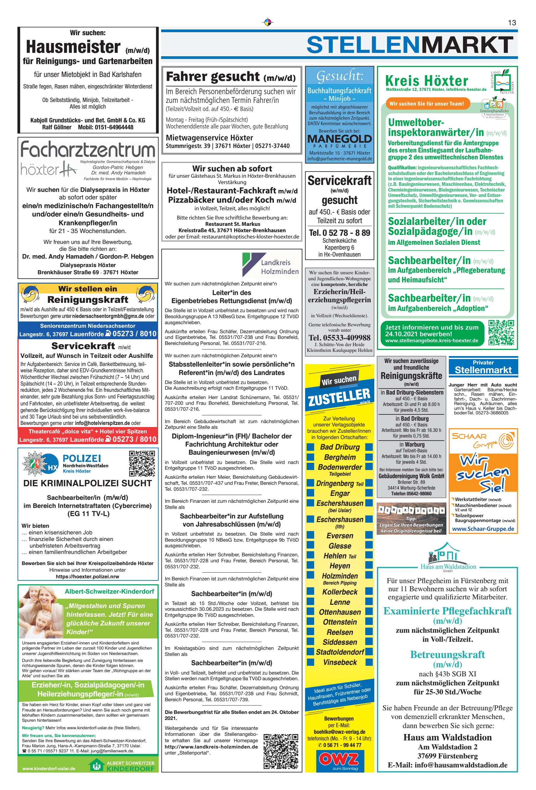 STELLENMARKT suchen sofort