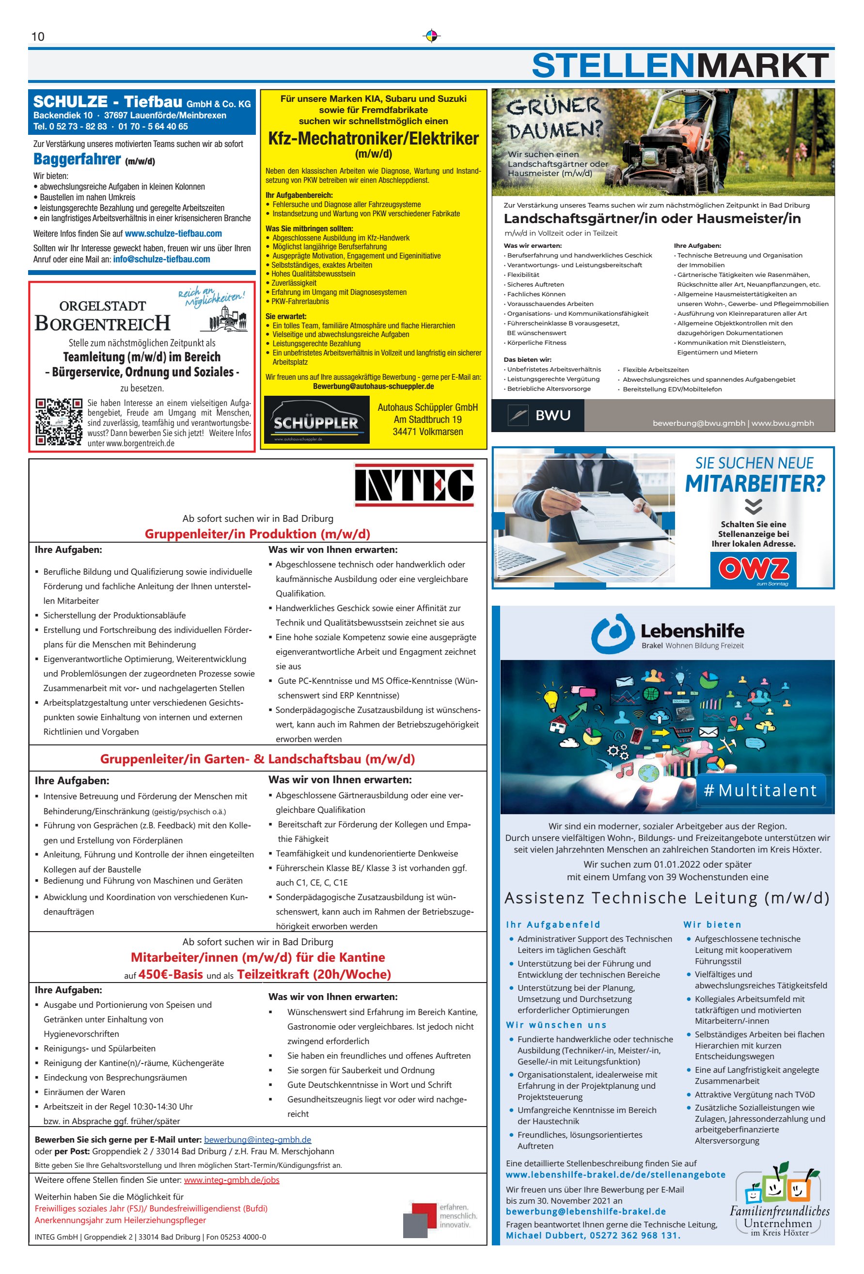 STELLENMARKT Landschaftsgärtnerin oder