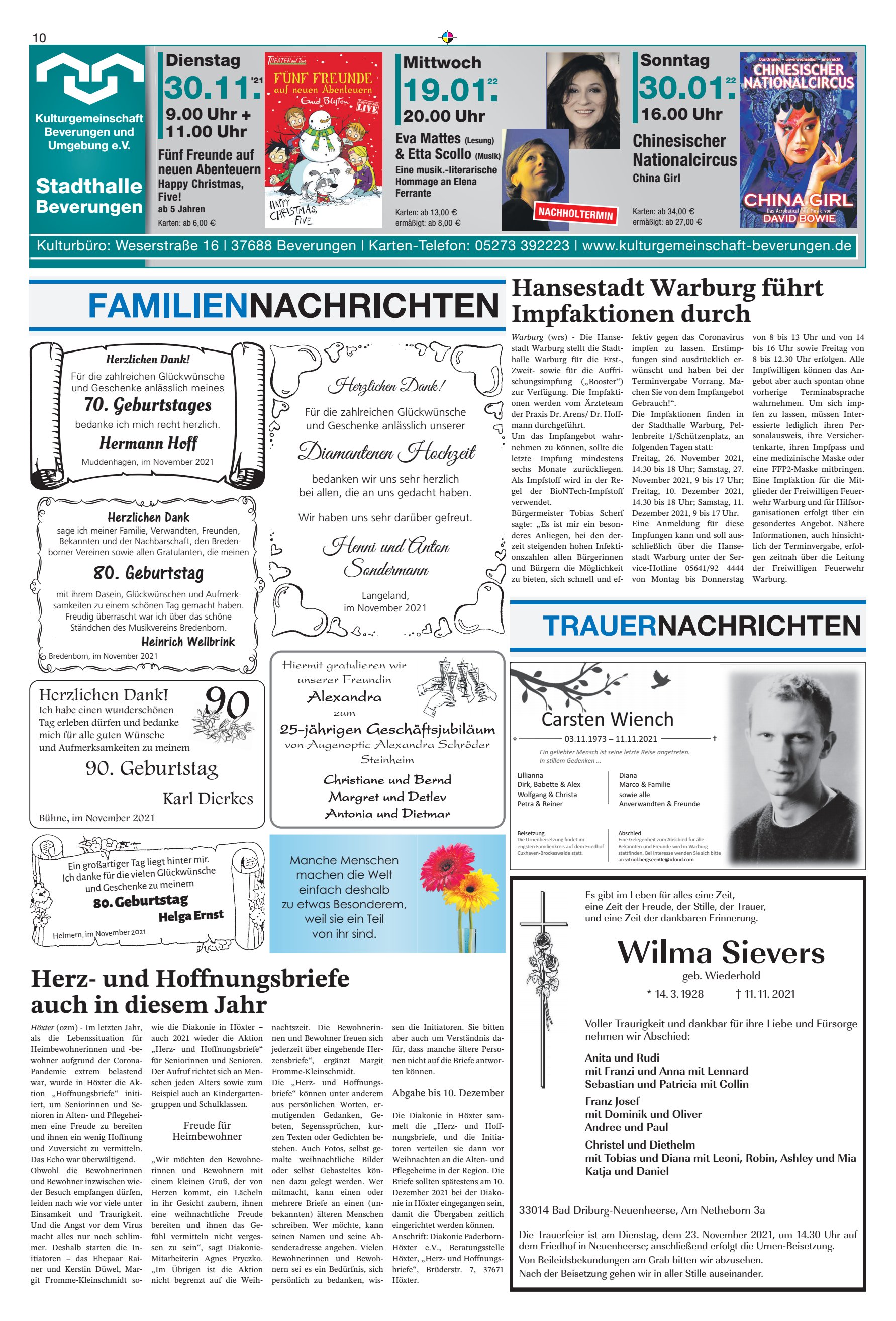 FAMILIENNACHRICHTEN Wilma Sievers