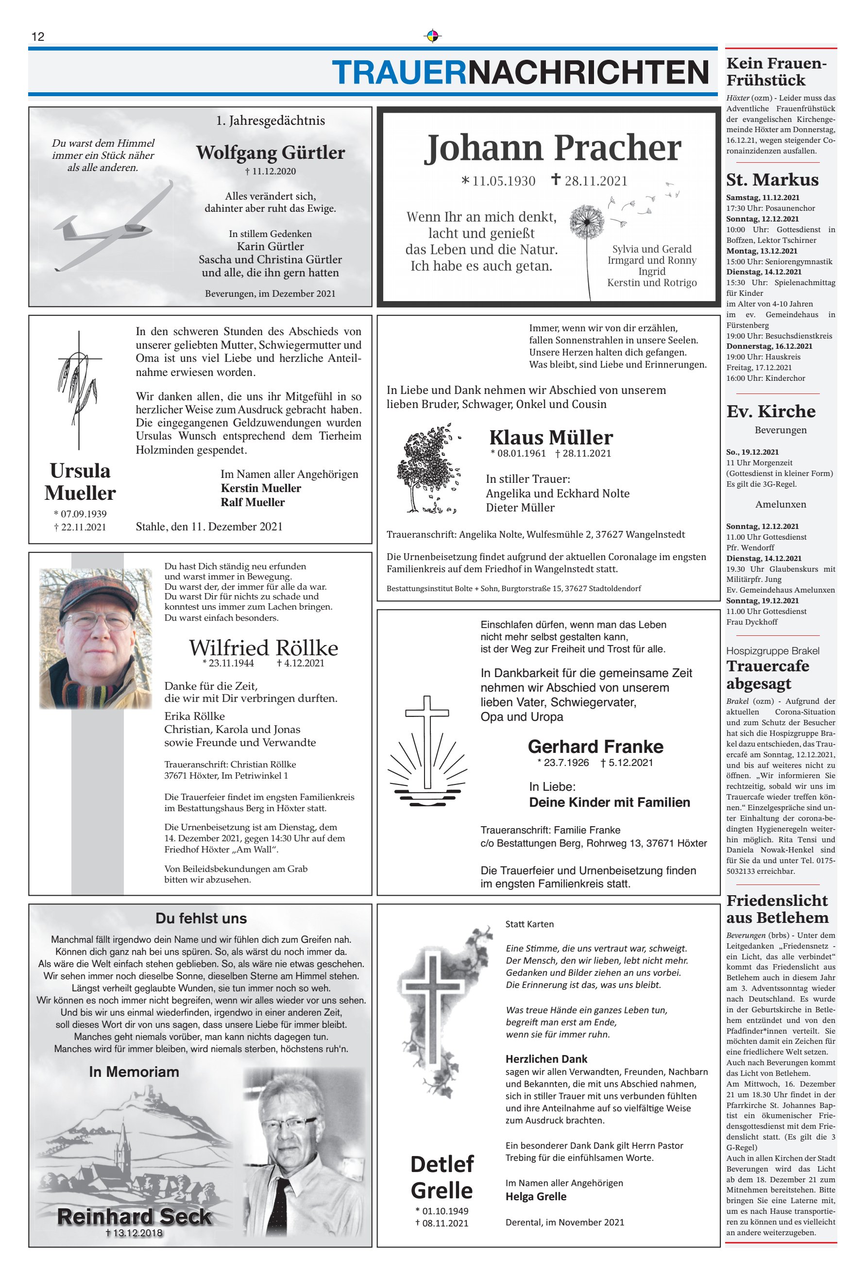 TRAUERNACHRICHTEN Detlef Grelle