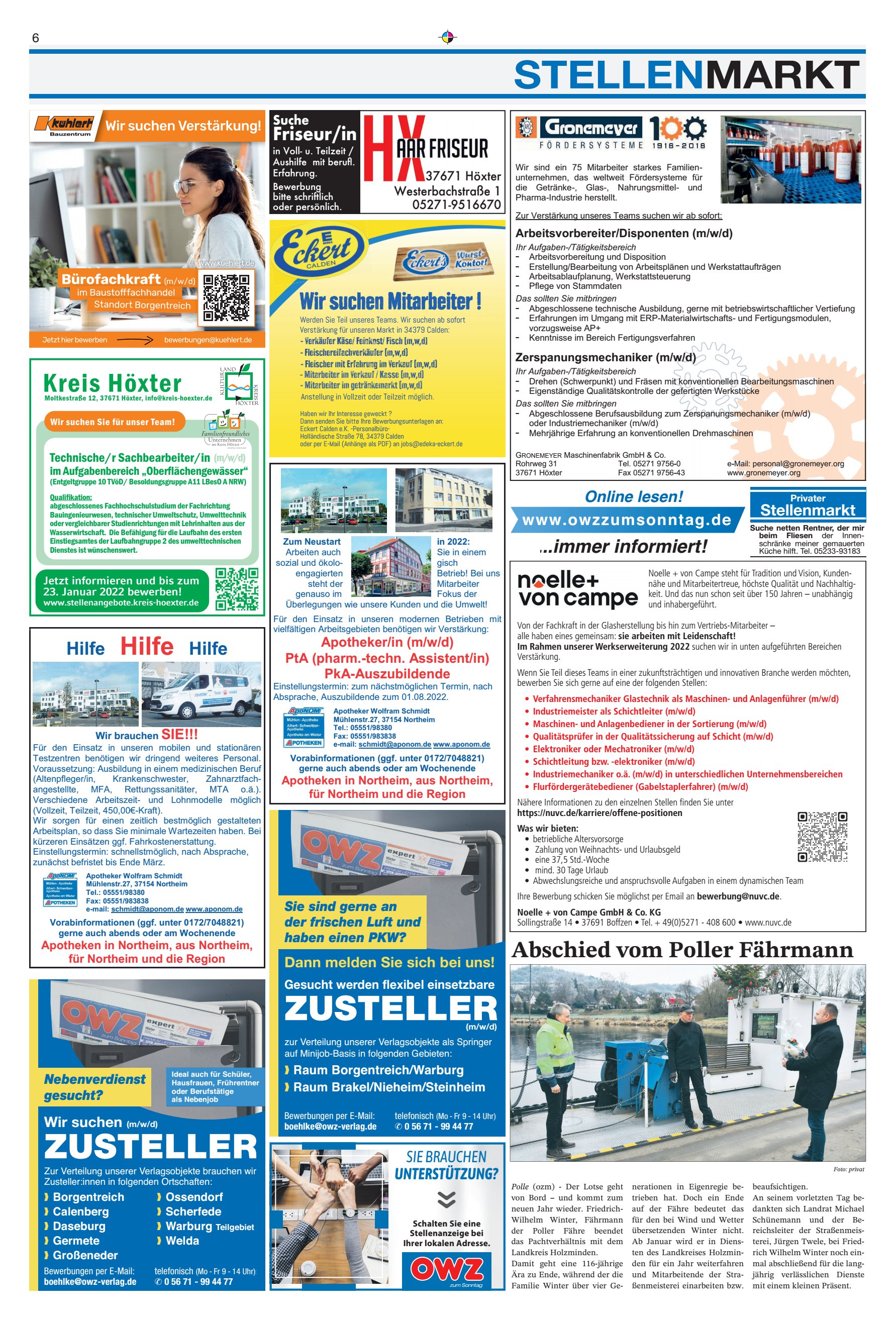 STELLENMARKT Abschied Poller
