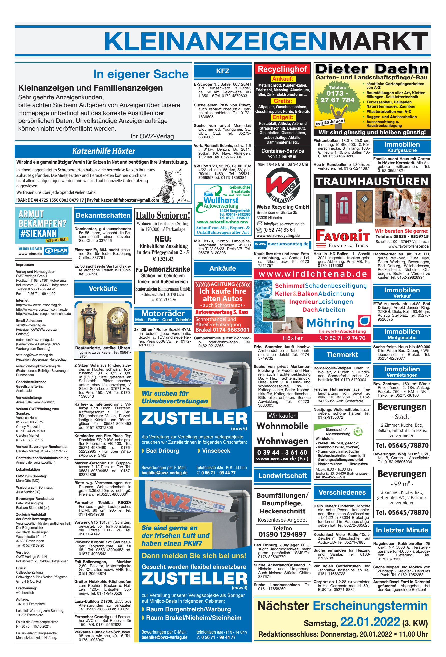 KLEINANZEIGENMARKT Nächster Erscheinungstermin