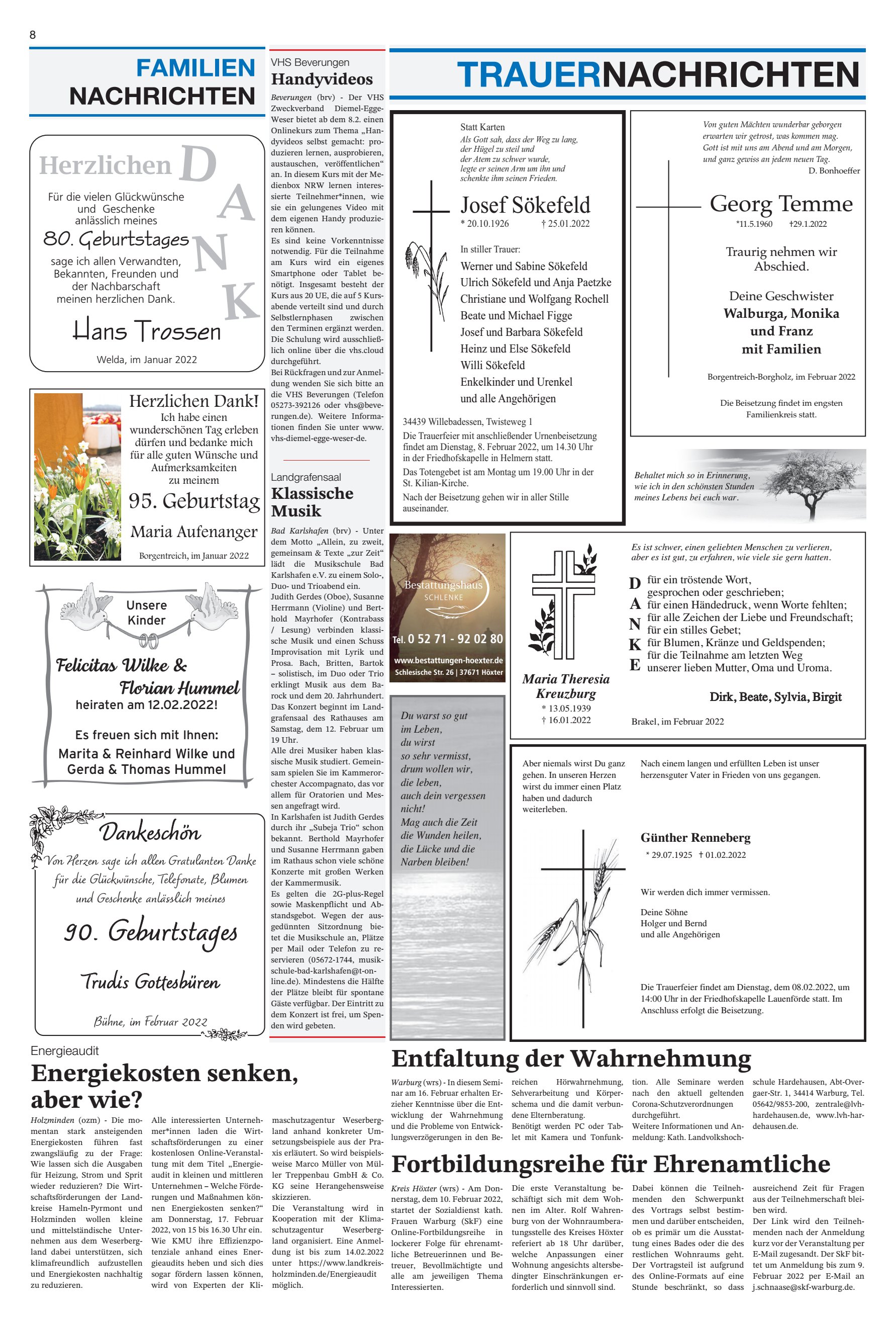 TRAUERNACHRICHTEN FAMILIEN NACHRICHTEN