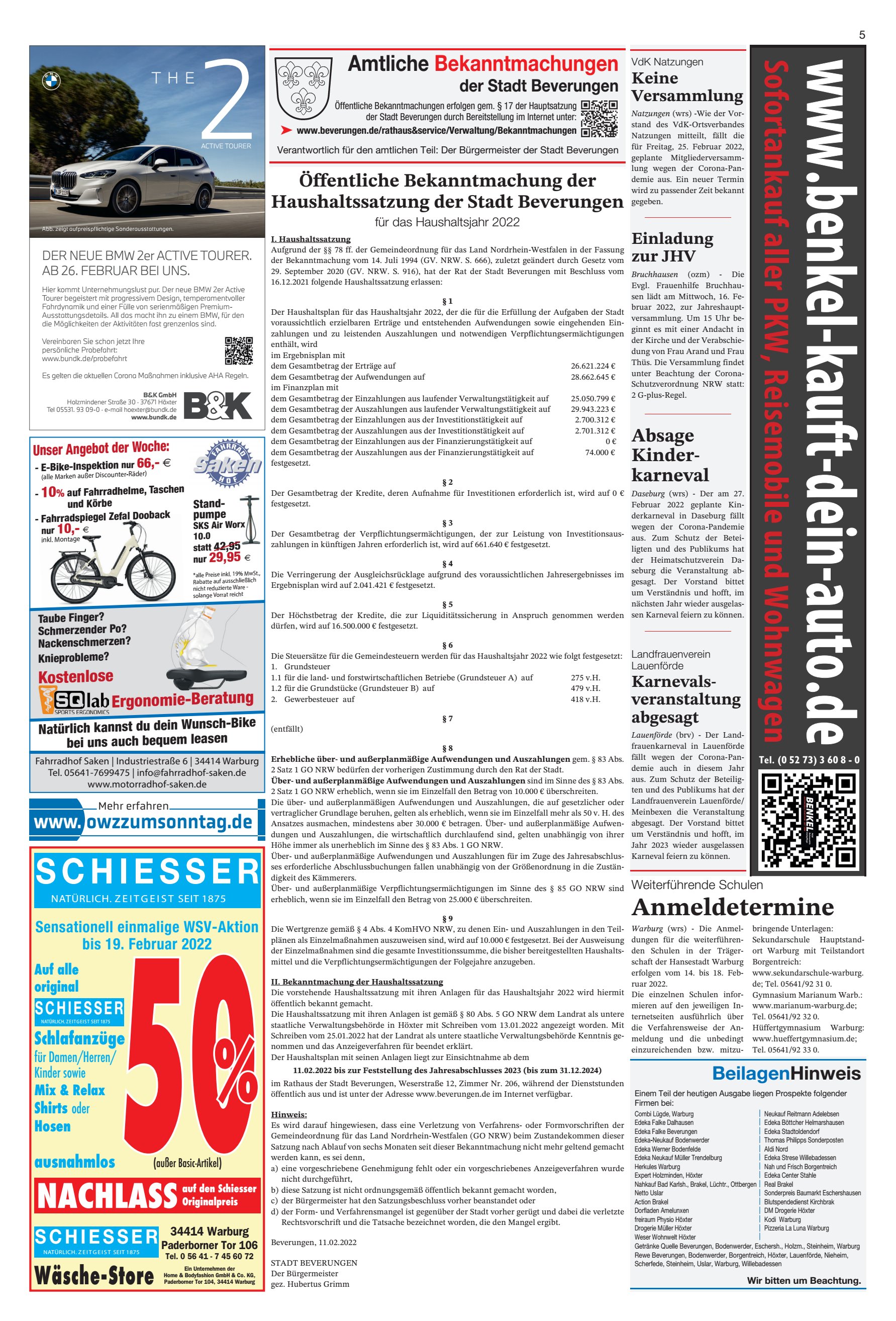 NACHLASS IESSER Anmeldetermine