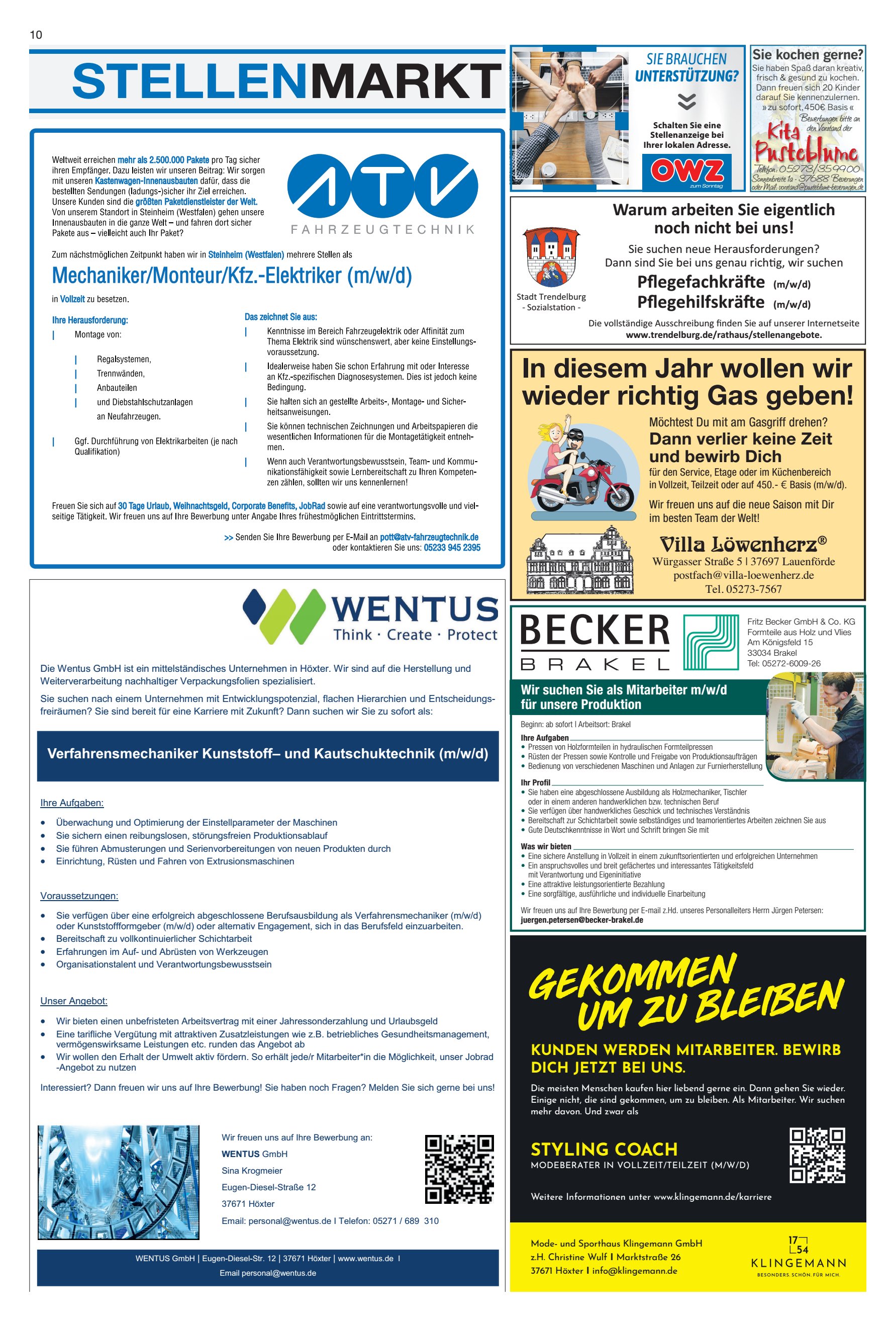 STELLENMARKT diesem Jahr