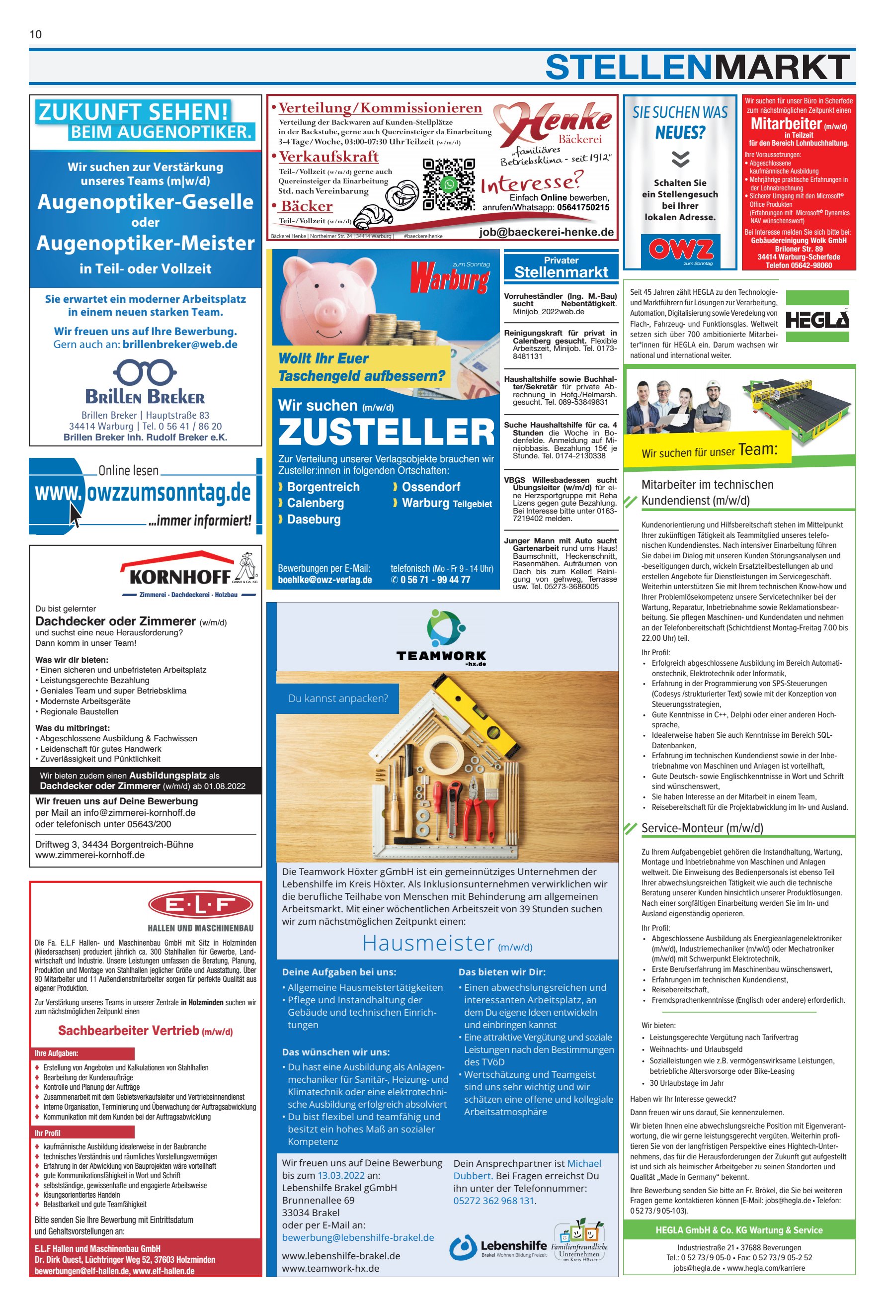 STELLENMARKT Augenoptiker-Geselle Augenoptiker-Meister