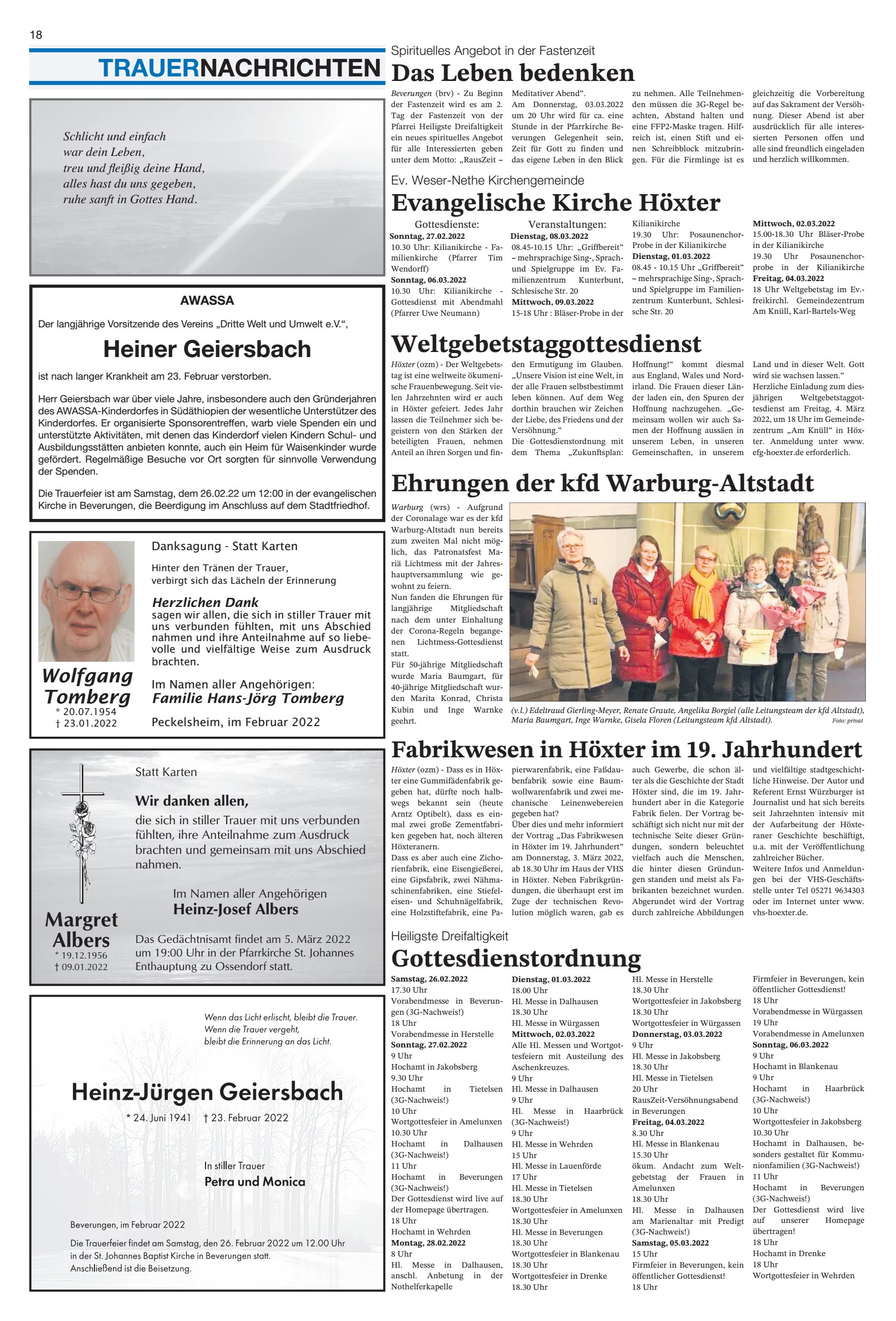 Gottesdienstordnung Leben bedenken