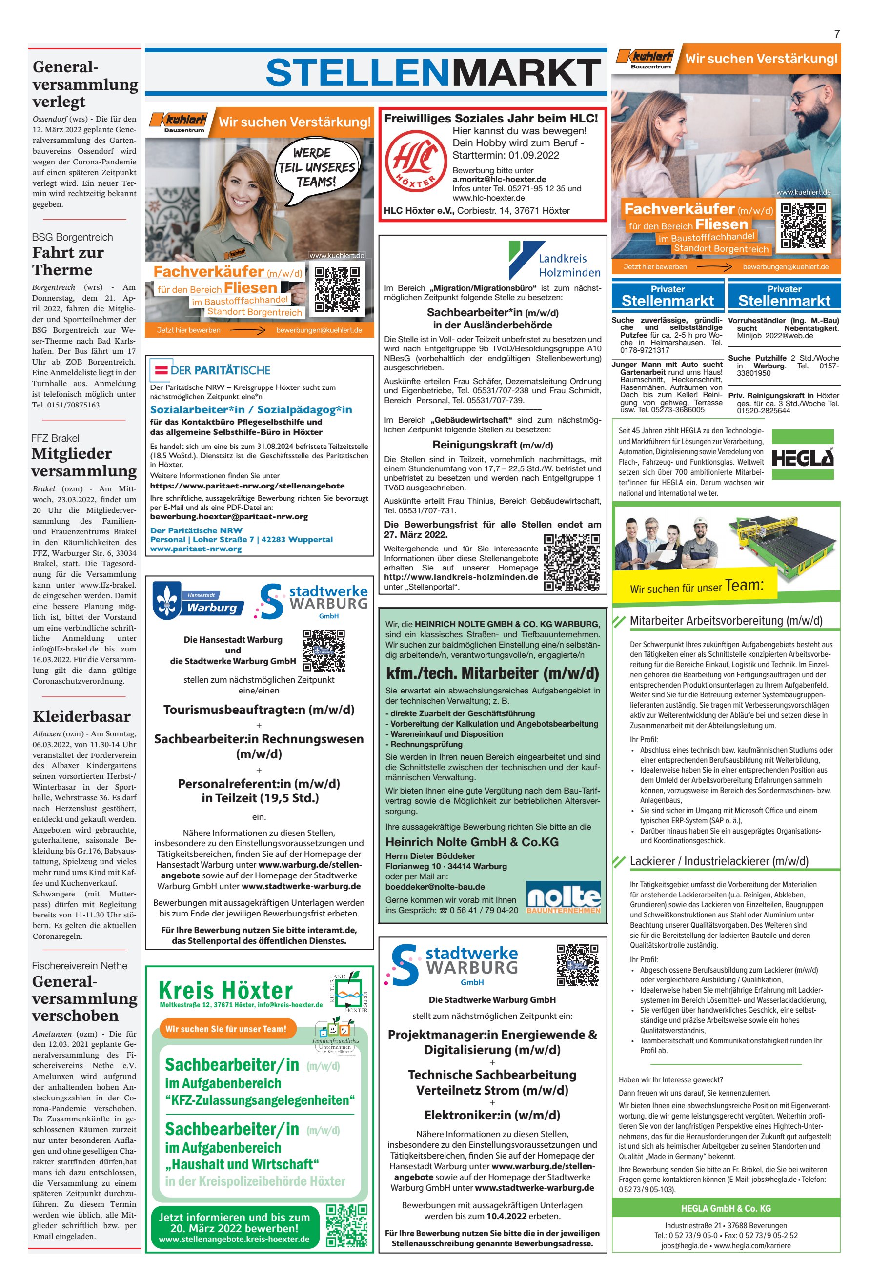 STELLENMARKT General- versammlung