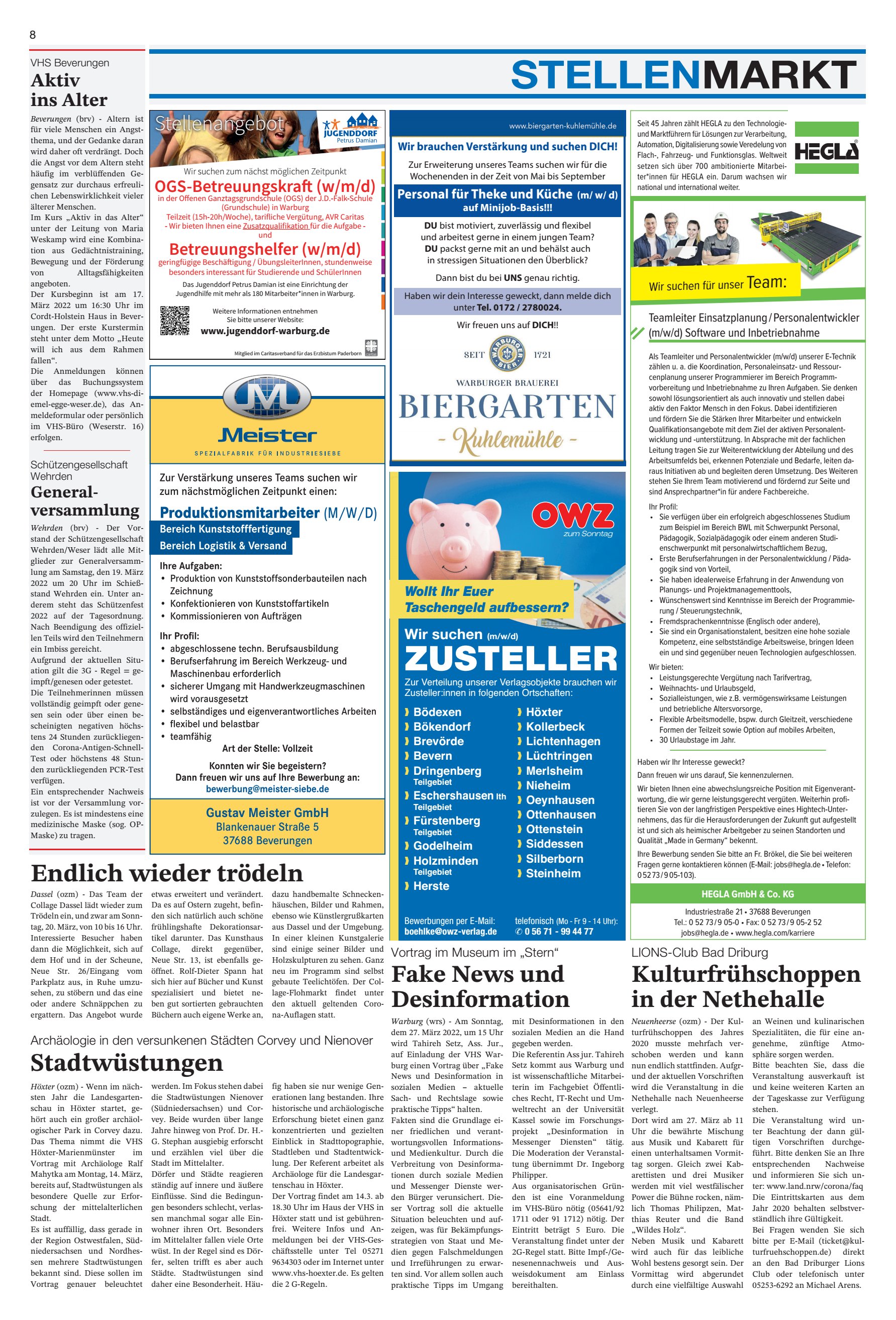 STELLENMARKT Stadtwüstungen Endlich