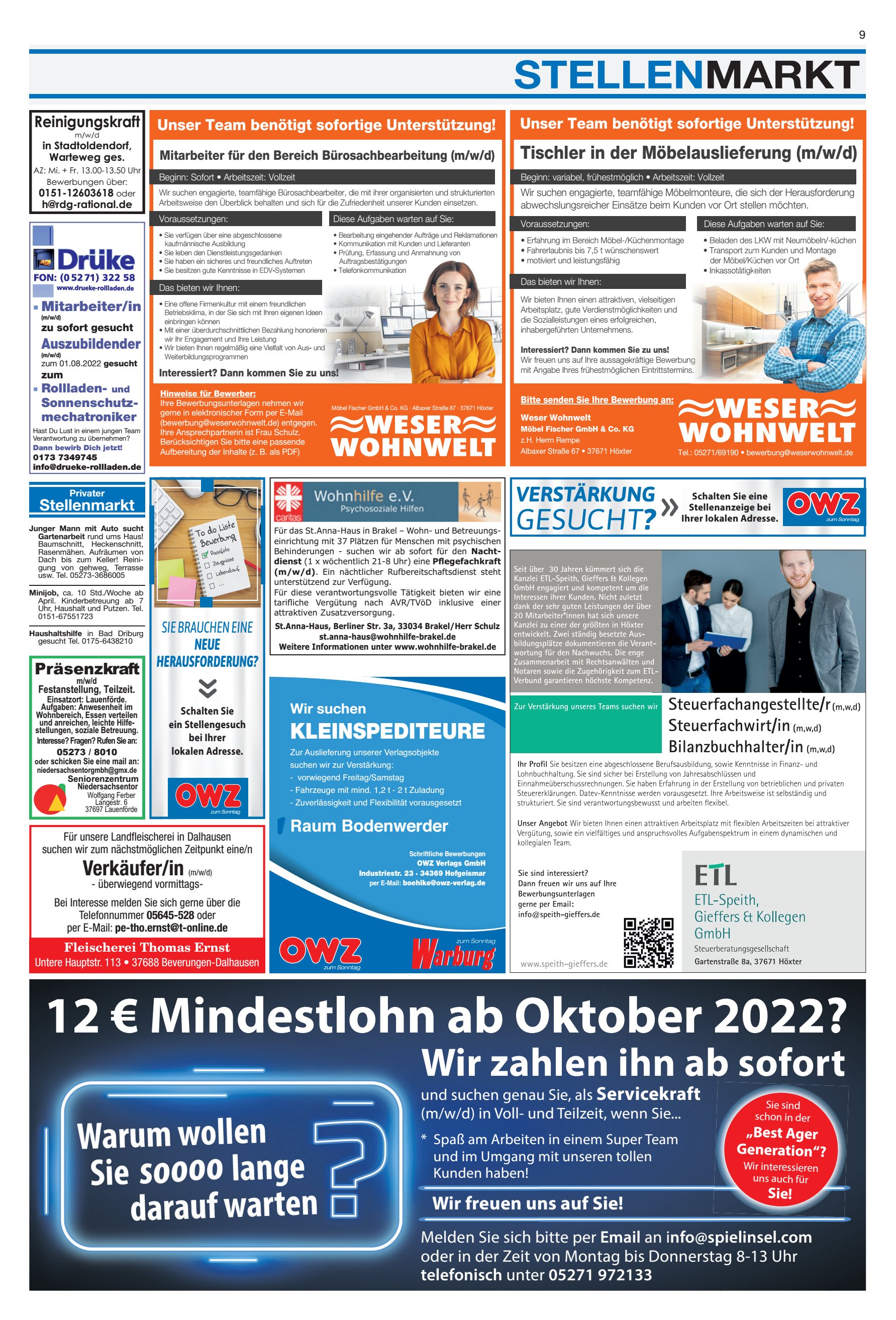 Mindestlohn Oktober STELLENMARKT