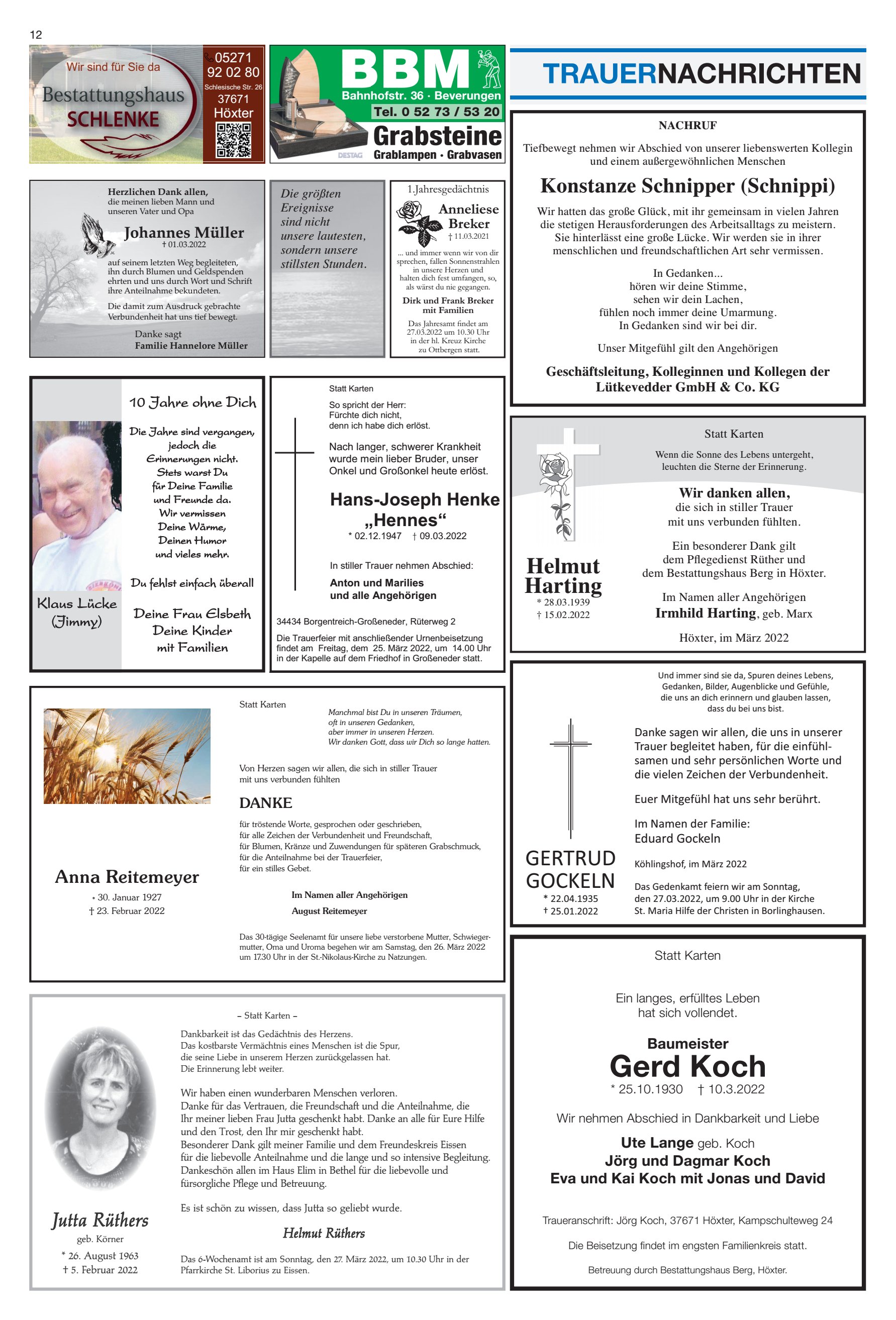 Gerd Koch TRAUERNACHRICHTEN