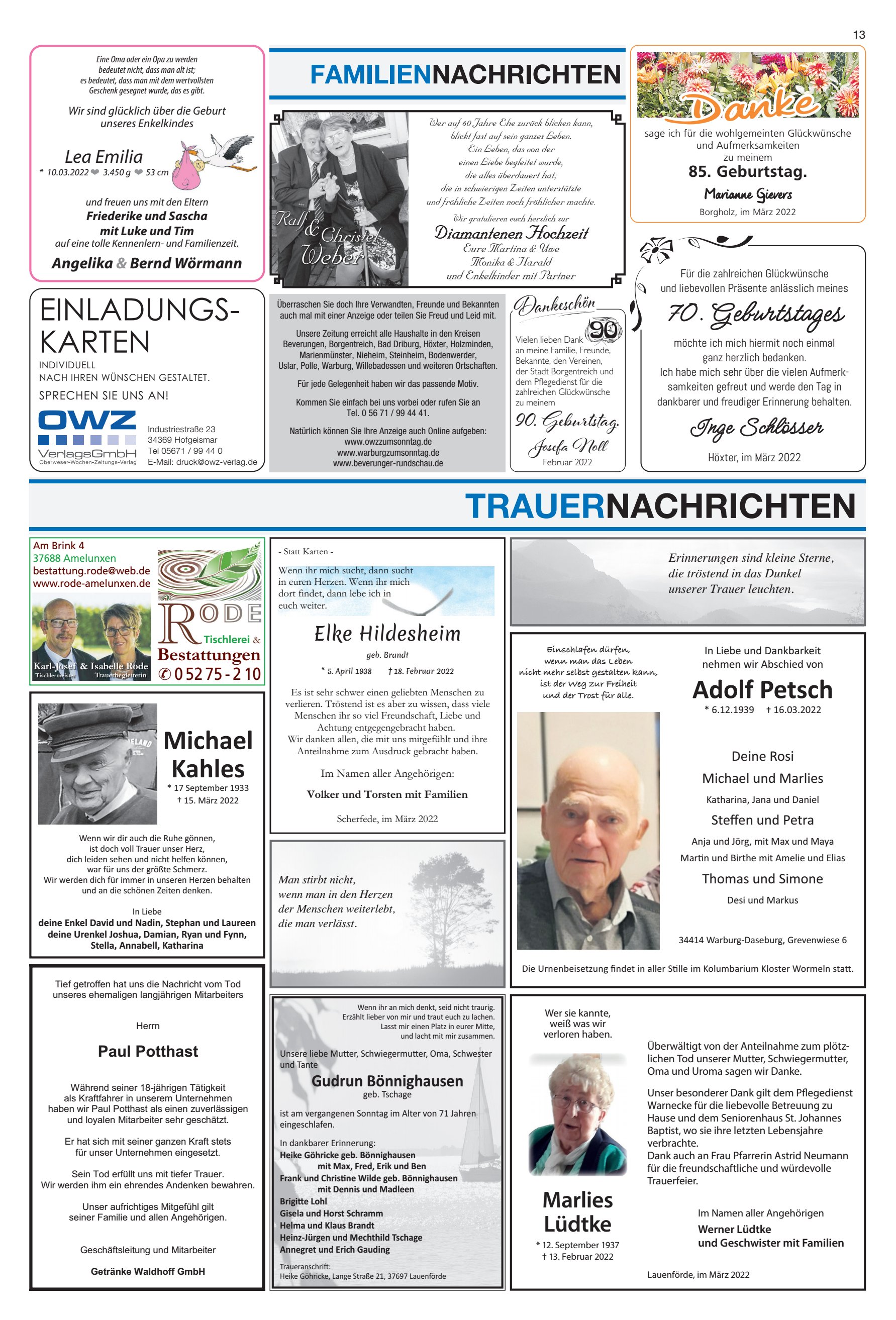 TRAUERNACHRICHTEN Michael Kahles